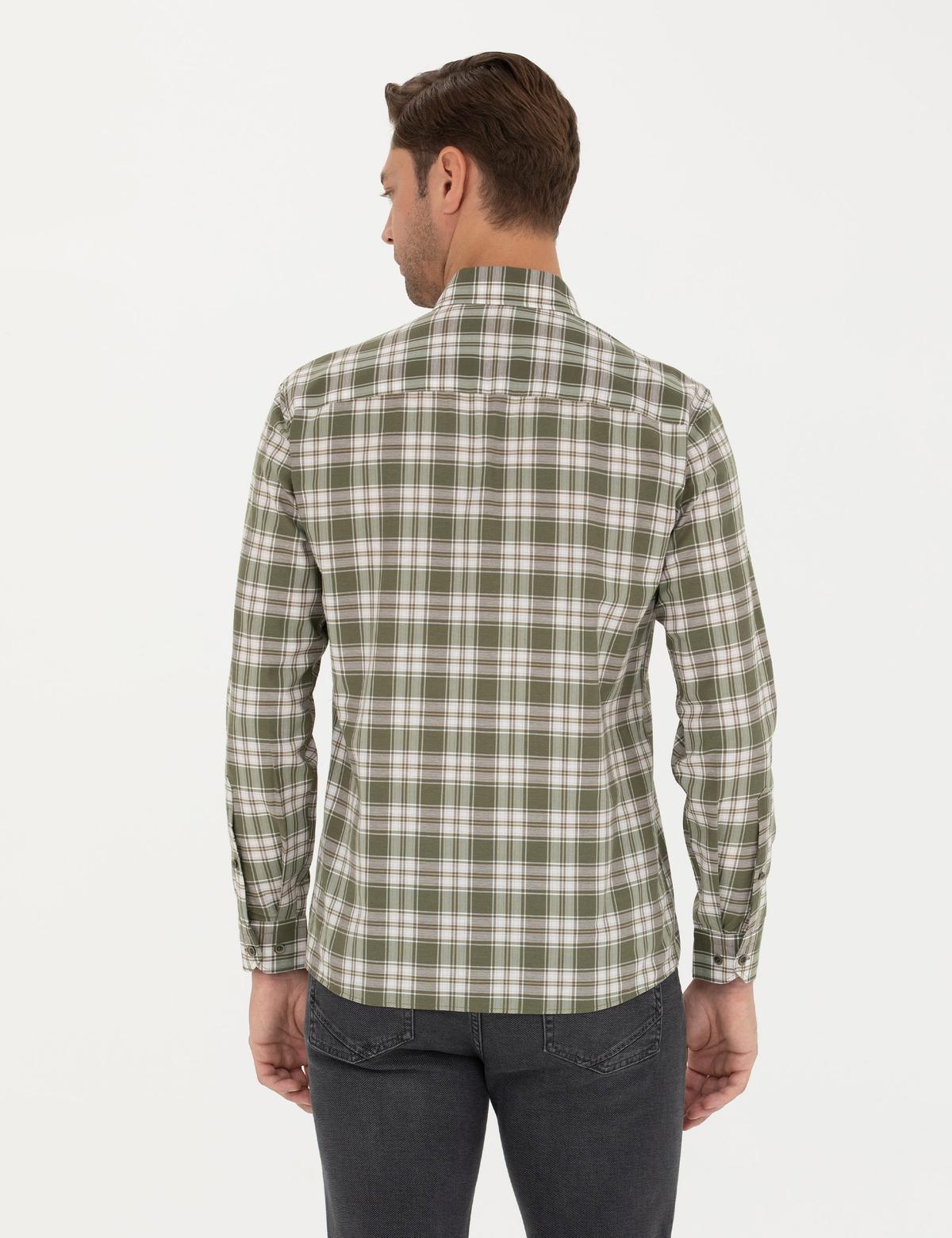 Haki Slim Fit Uzun Kollu Gömlek - 50277446026