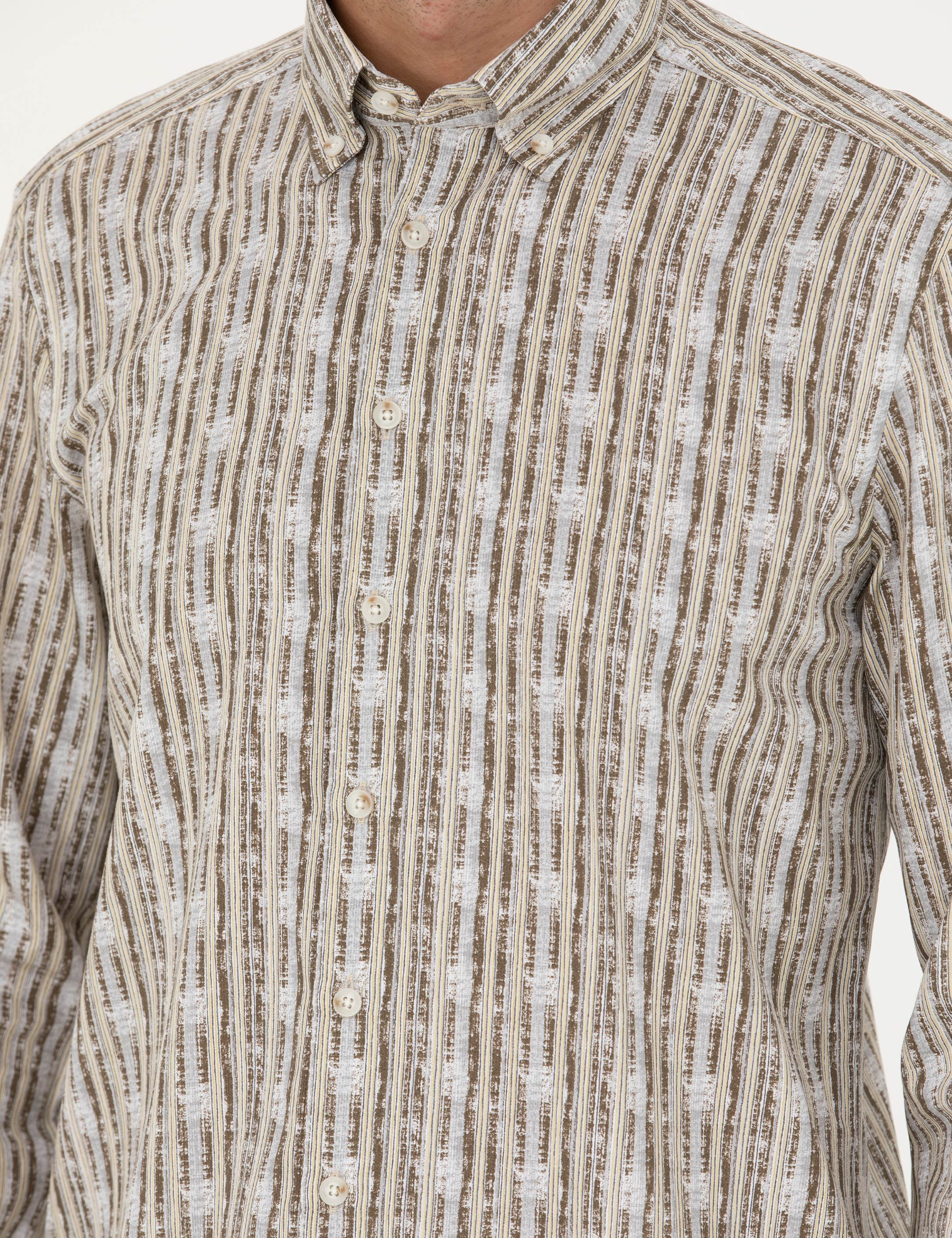 Haki Regular Fit Uzun Kollu Gömlek - Image 7