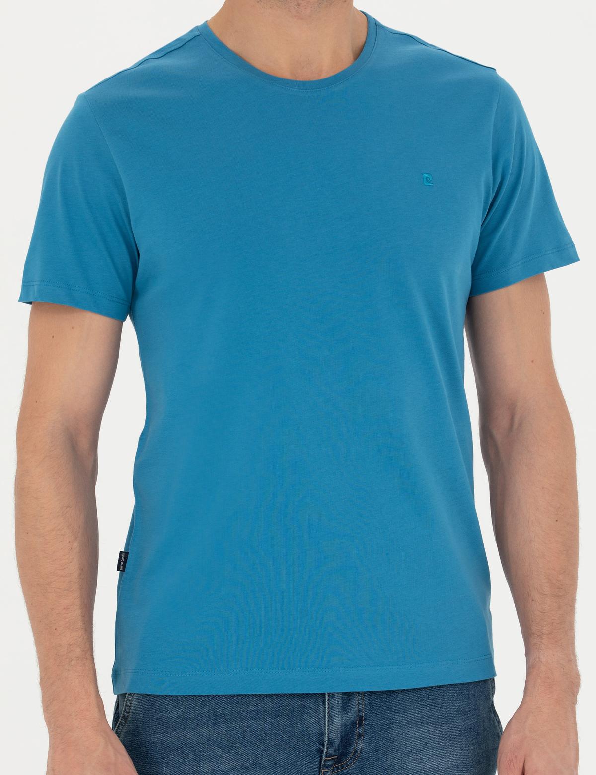 İndigo %100 Pamuk Slim Fit Bisiklet Yaka Basic Tişört - 50289335016