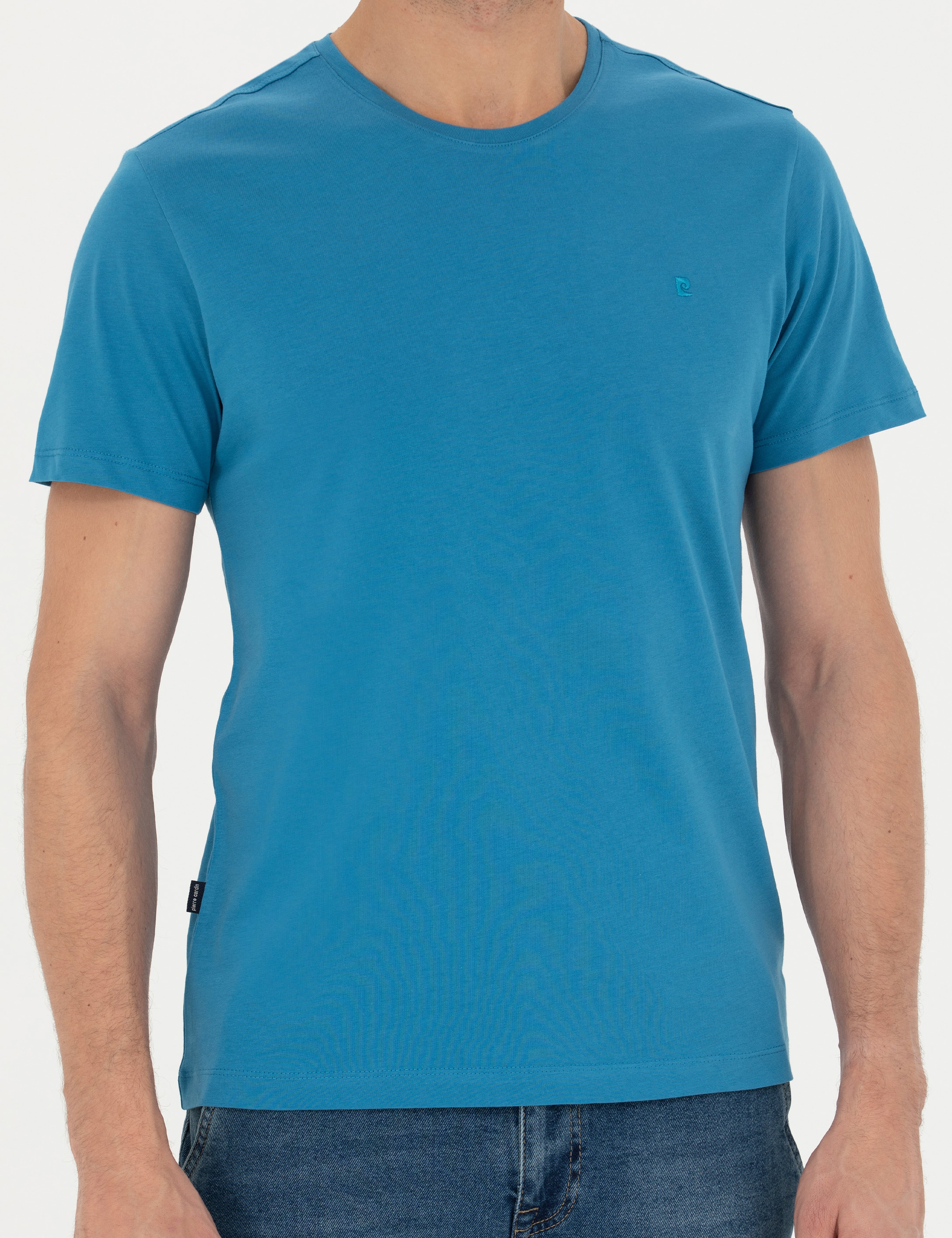 İndigo Slim Fit %100 Pamuk Bisiklet Yaka Basic Tişört - Image 6