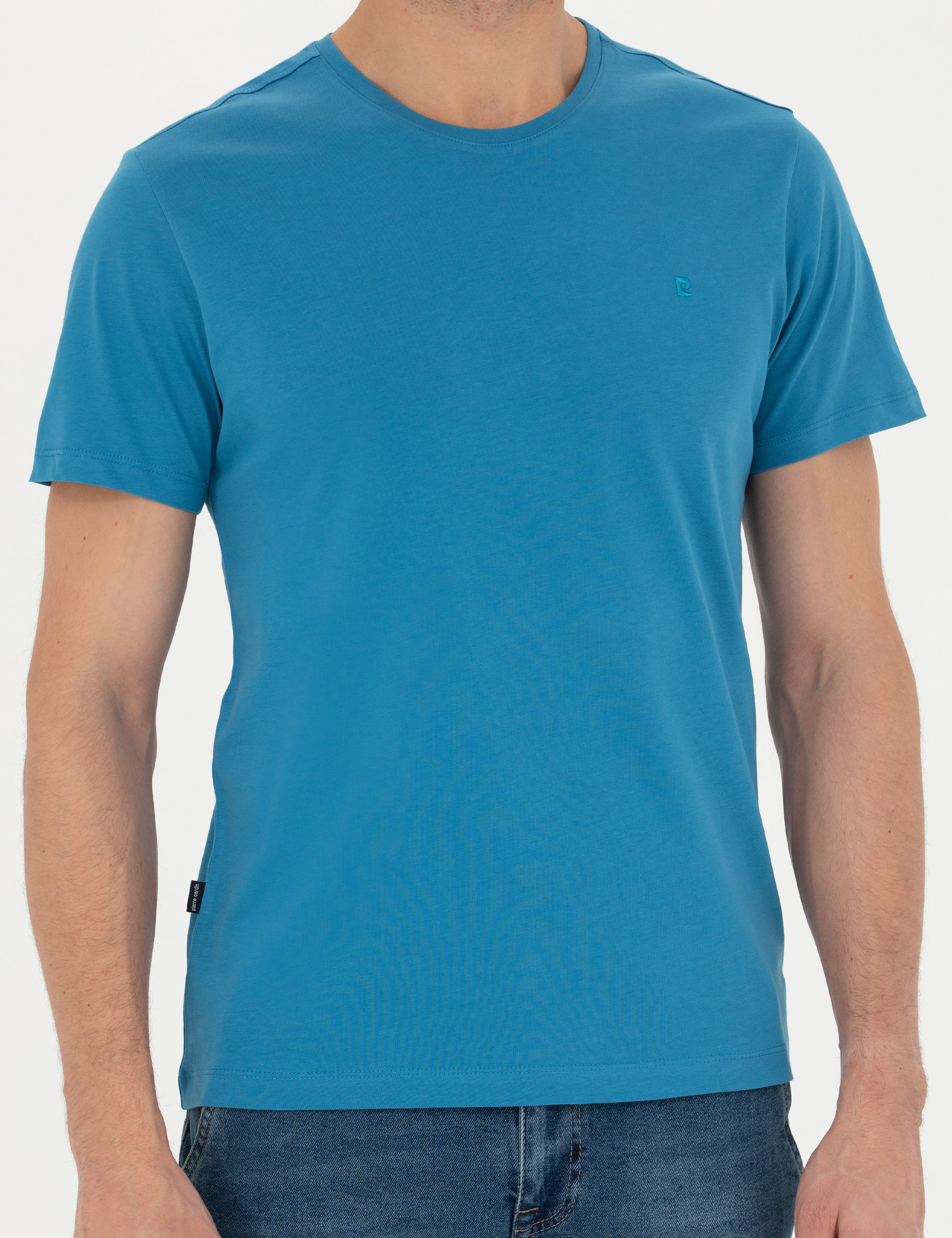 İndigo Slim Fit %100 Pamuk Bisiklet Yaka Basic Tişört