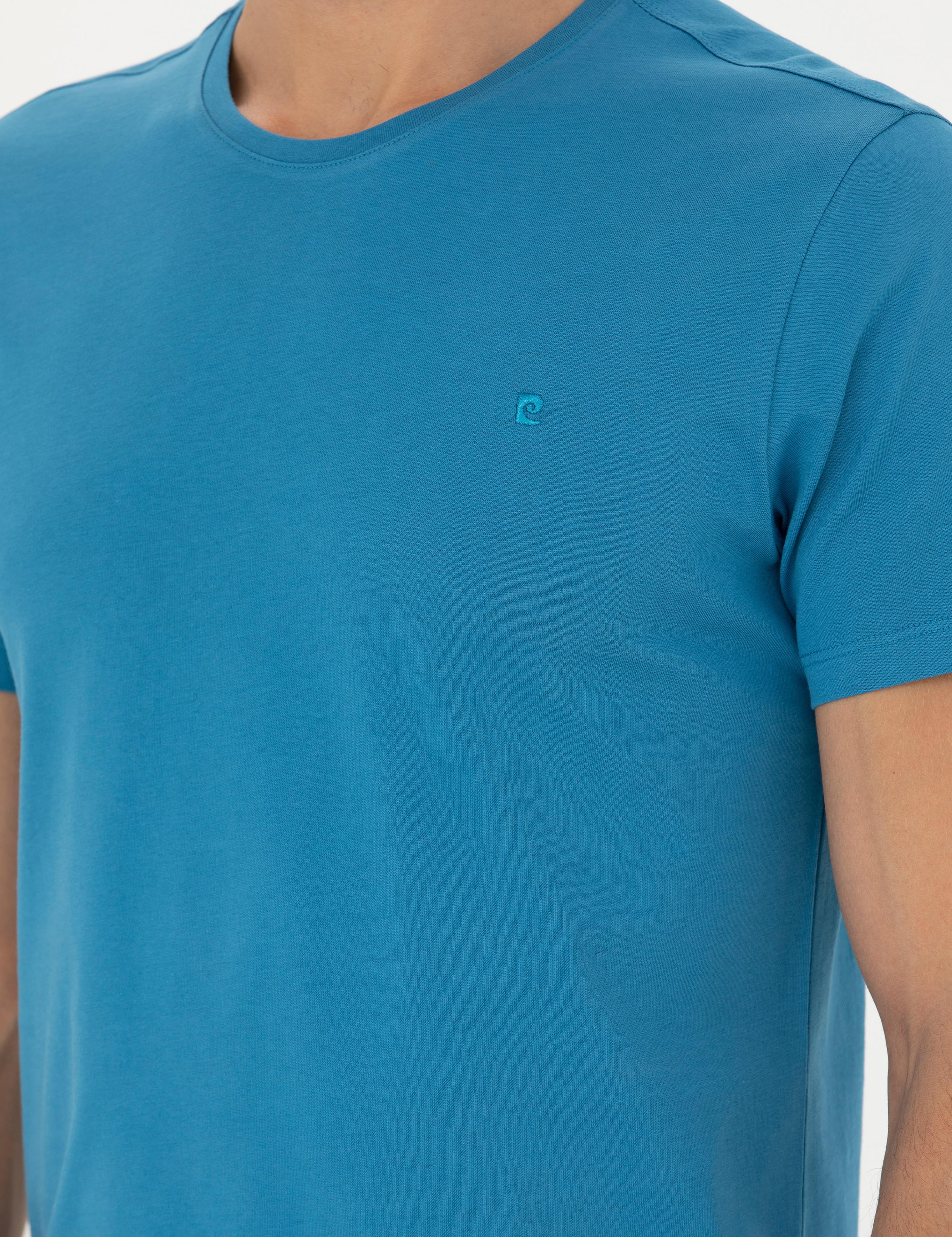 İndigo %100 Pamuk Slim Fit Bisiklet Yaka Basic Tişört