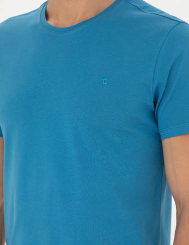 İndigo Slim Fit %100 Pamuk Bisiklet Yaka Basic Tişört
