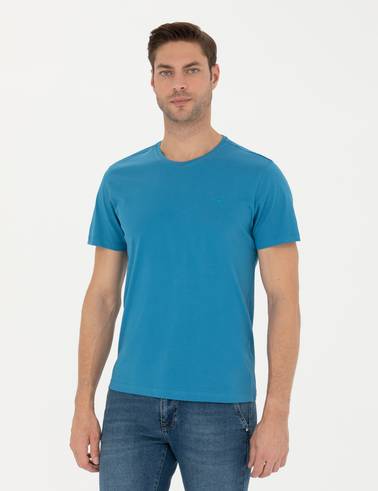 İndigo Slim Fit %100 Pamuk Bisiklet Yaka Basic Tişört