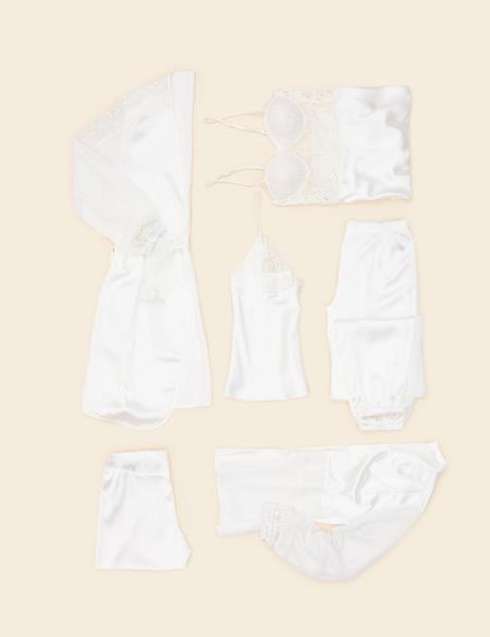 Ekru Saten 6'lı Çeyiz Seti - 50285169008