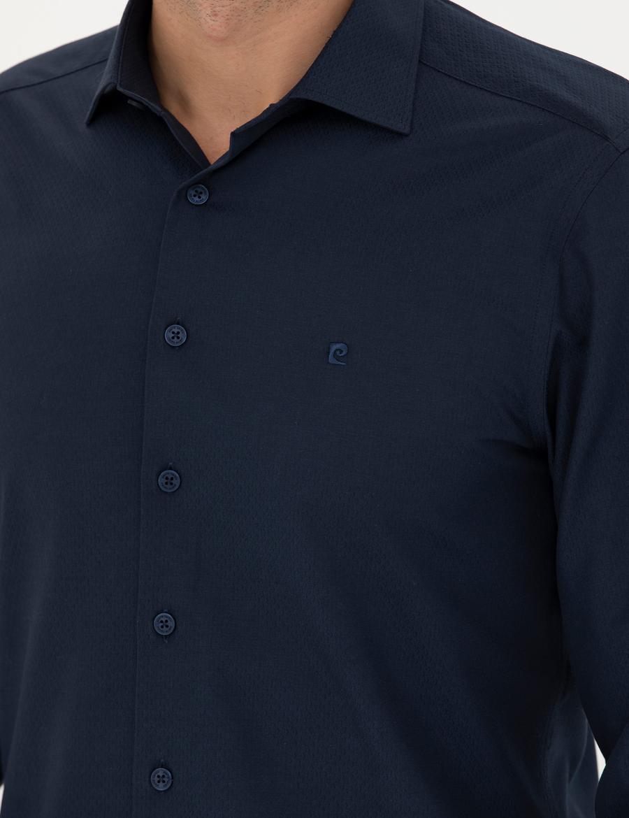 Lacivert Slim Fit Uzun Kollu Gömlek