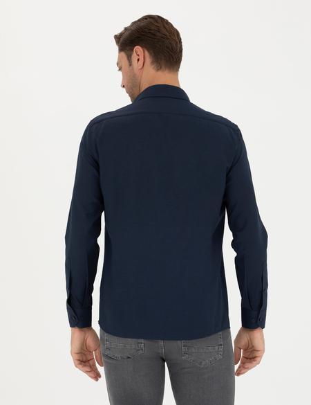 Lacivert Slim Fit Uzun Kollu Gömlek - 50275686018