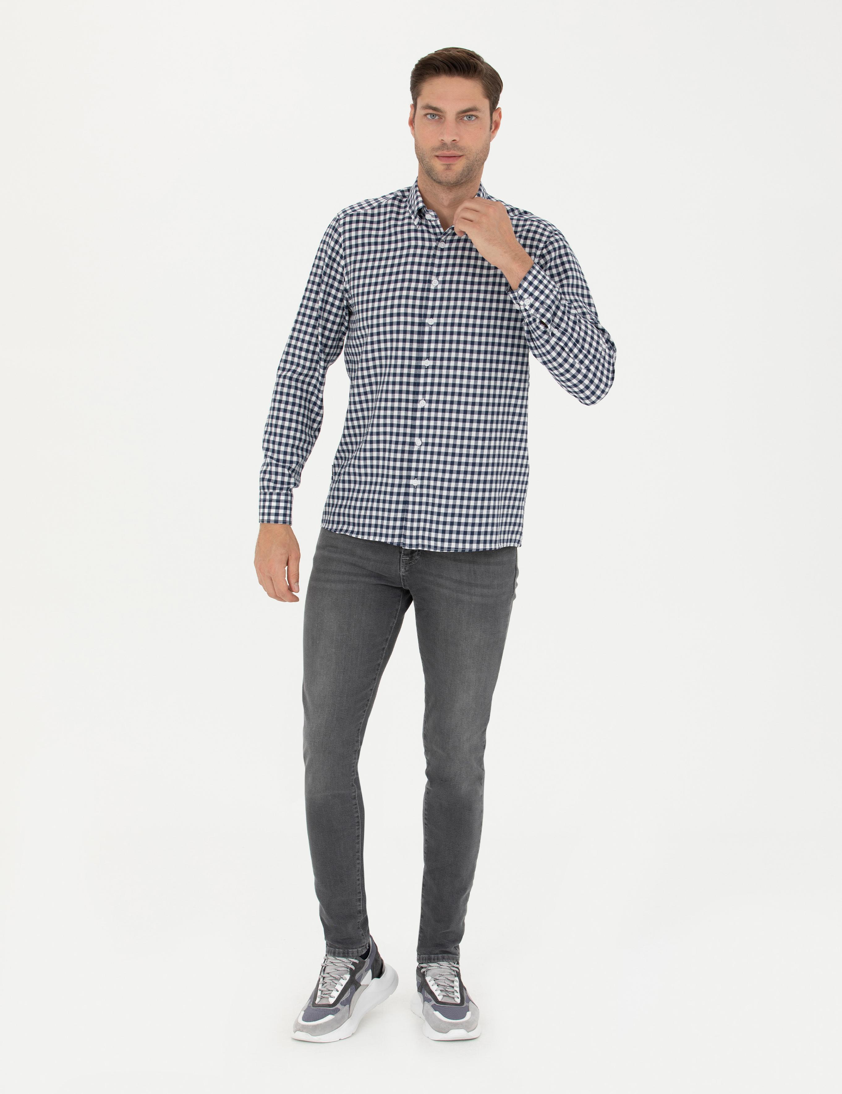 Lacivert Regular Fit Uzun Kollu Gömlek