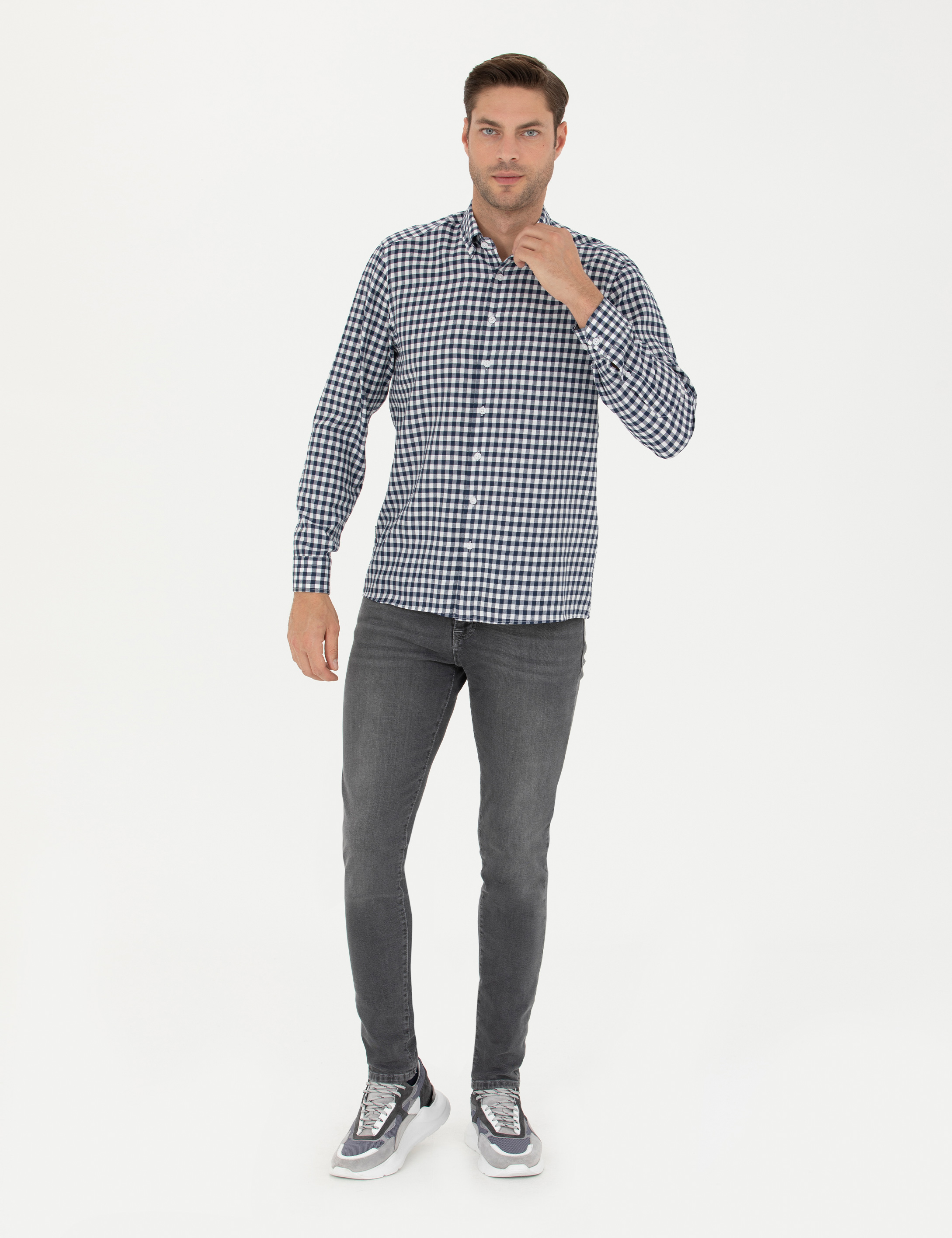 Lacivert Regular Fit Uzun Kollu Gömlek - Image 4