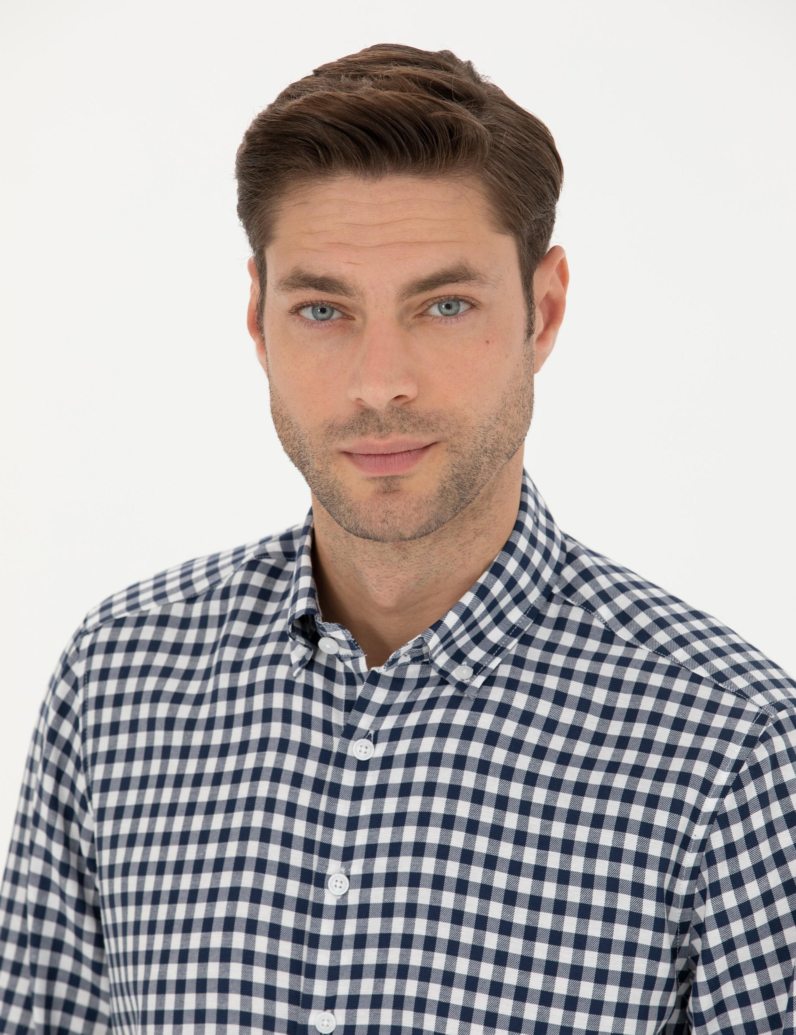 Lacivert Regular Fit Uzun Kollu Gömlek