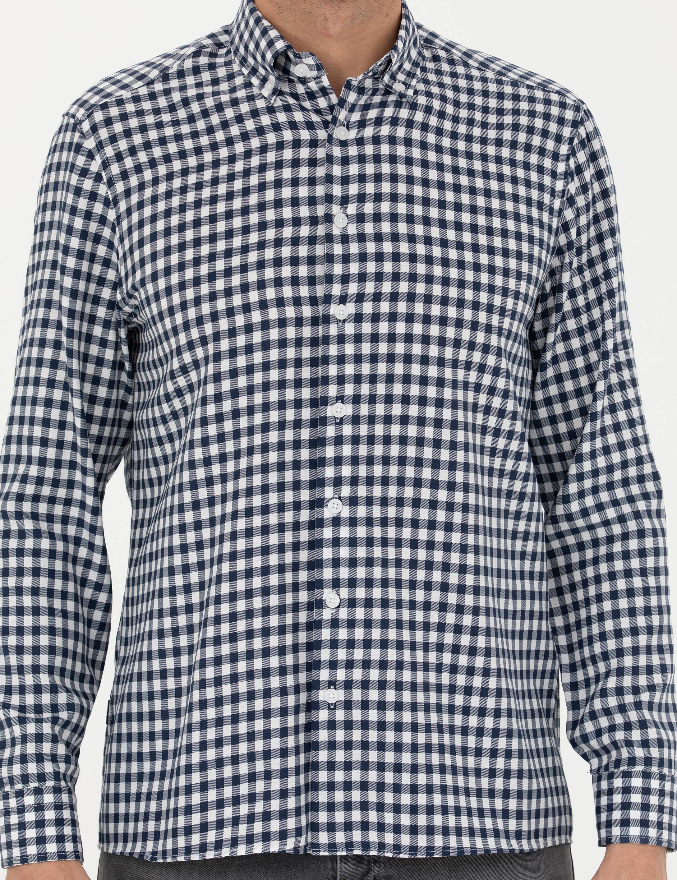 Lacivert Regular Fit Uzun Kollu Gömlek - Image 6