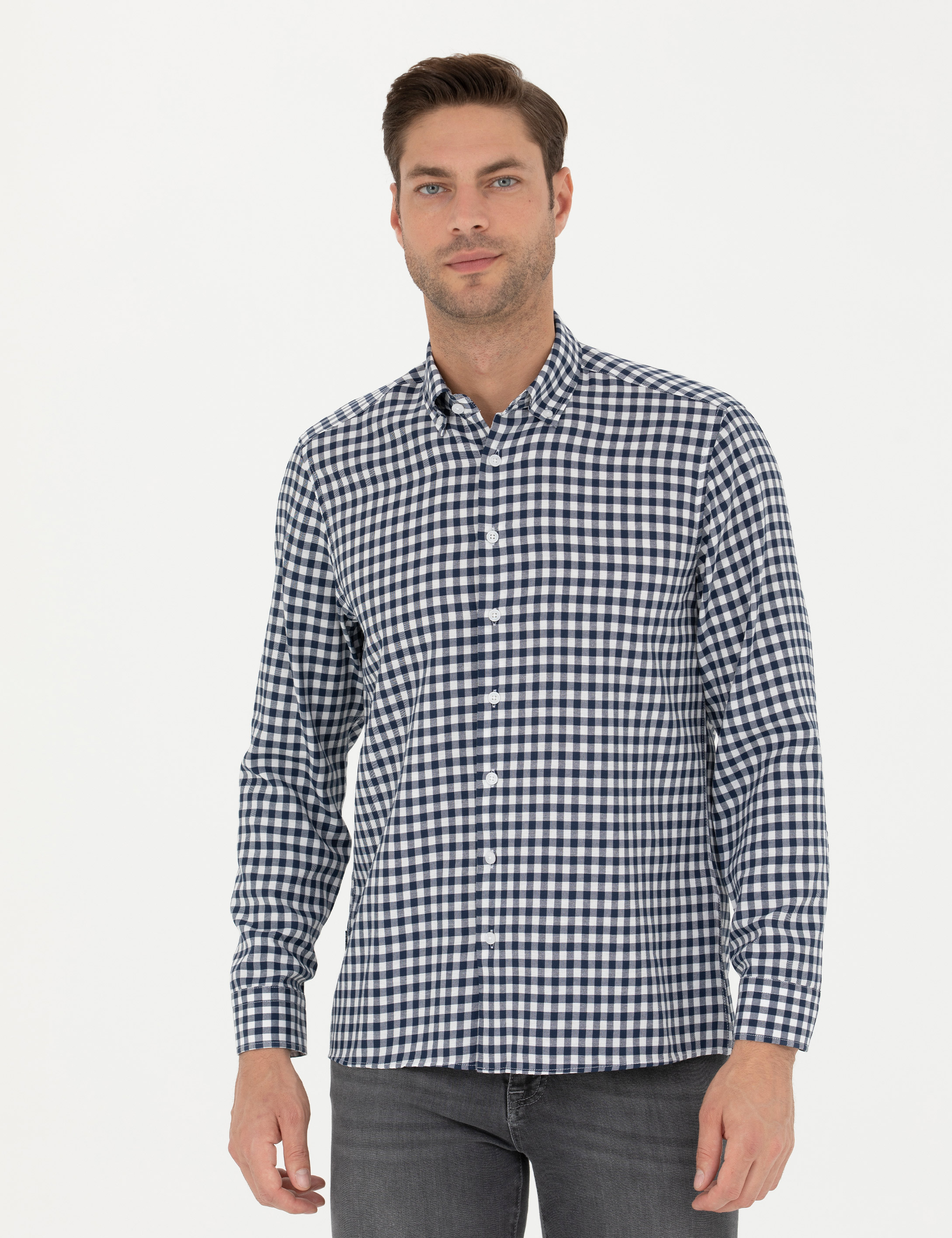 Lacivert Regular Fit Uzun Kollu Gömlek - Image 2