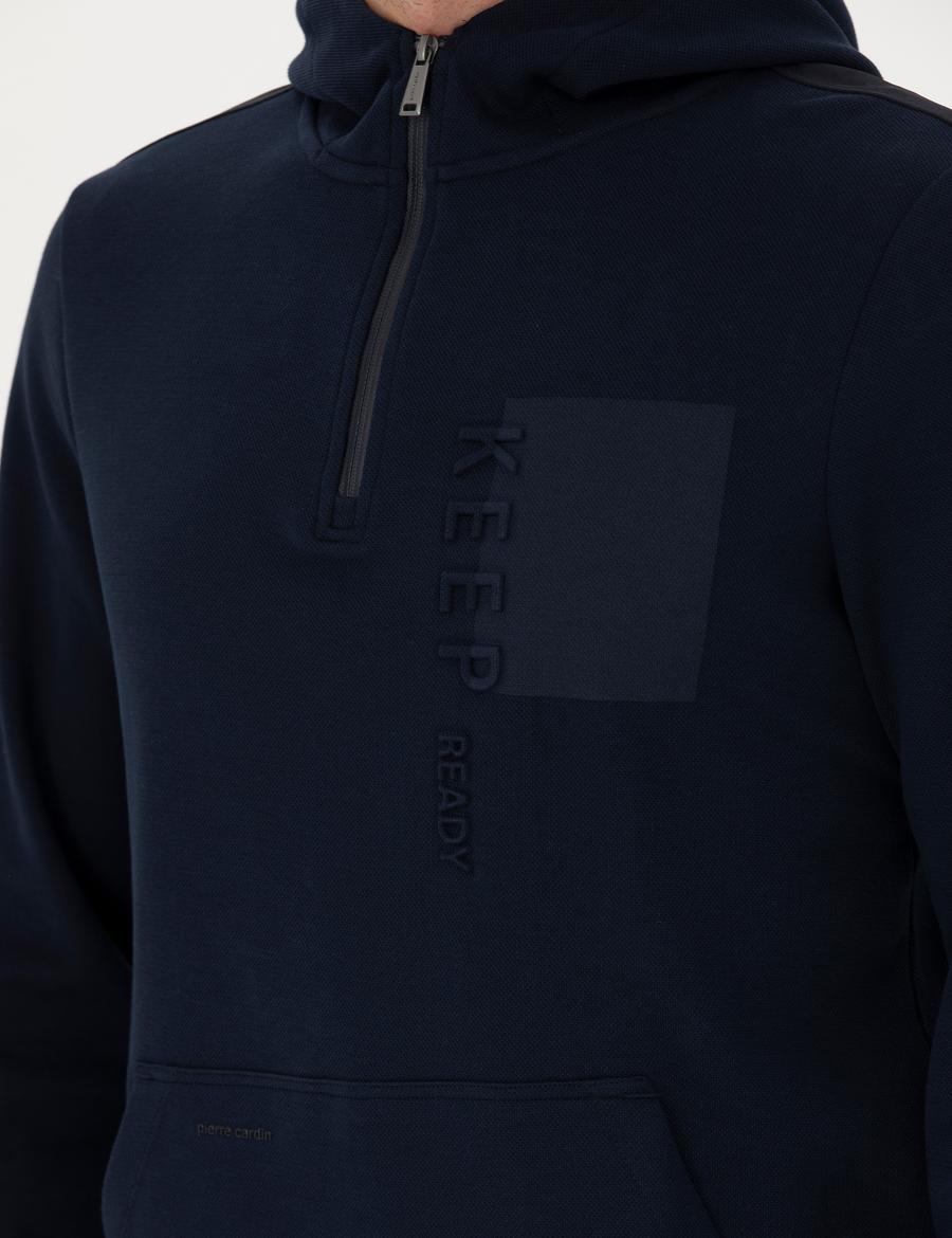 Lacivert Regular Fit Kapüşonlu Sweatshirt