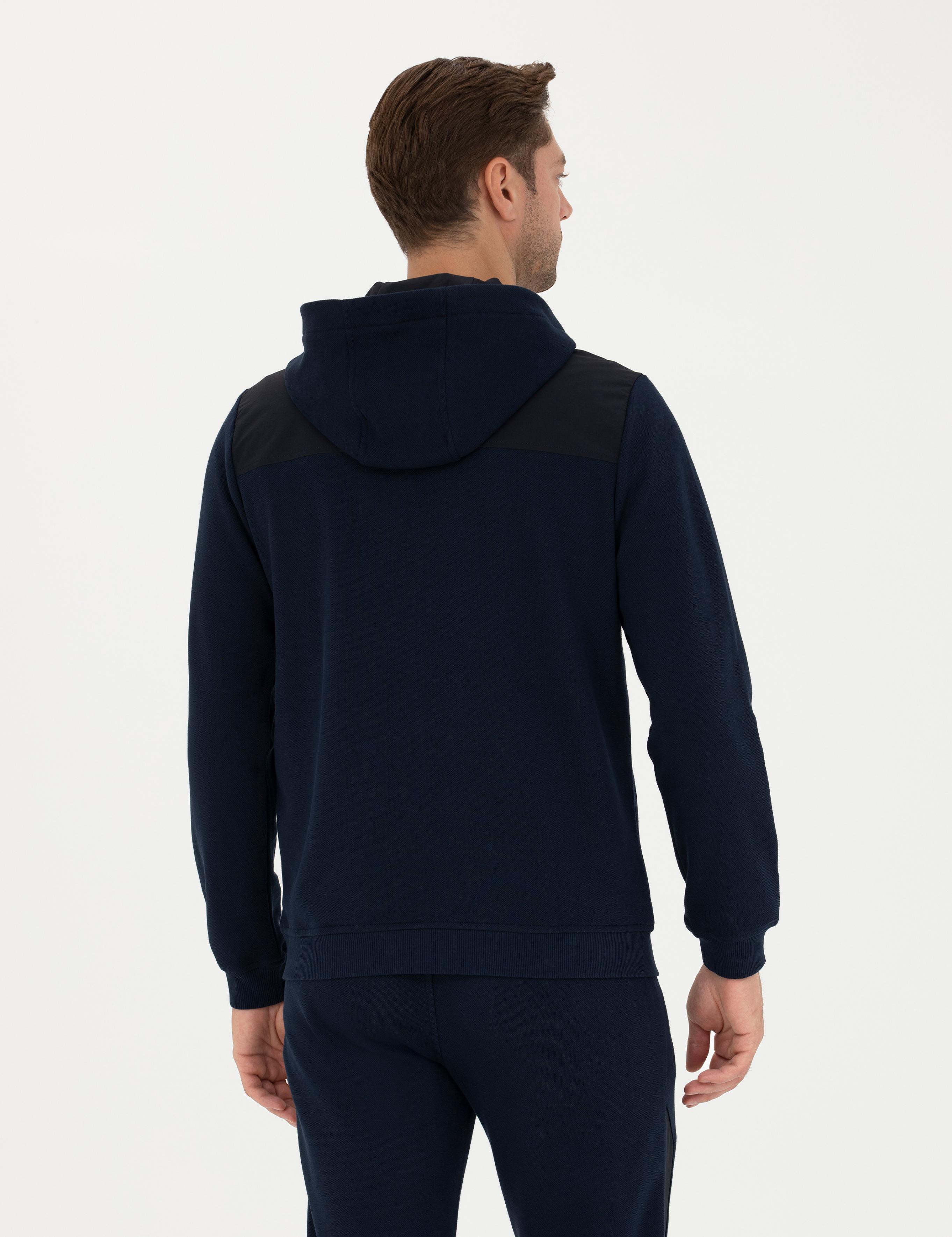 Lacivert Regular Fit Kapüşonlu Sweatshirt