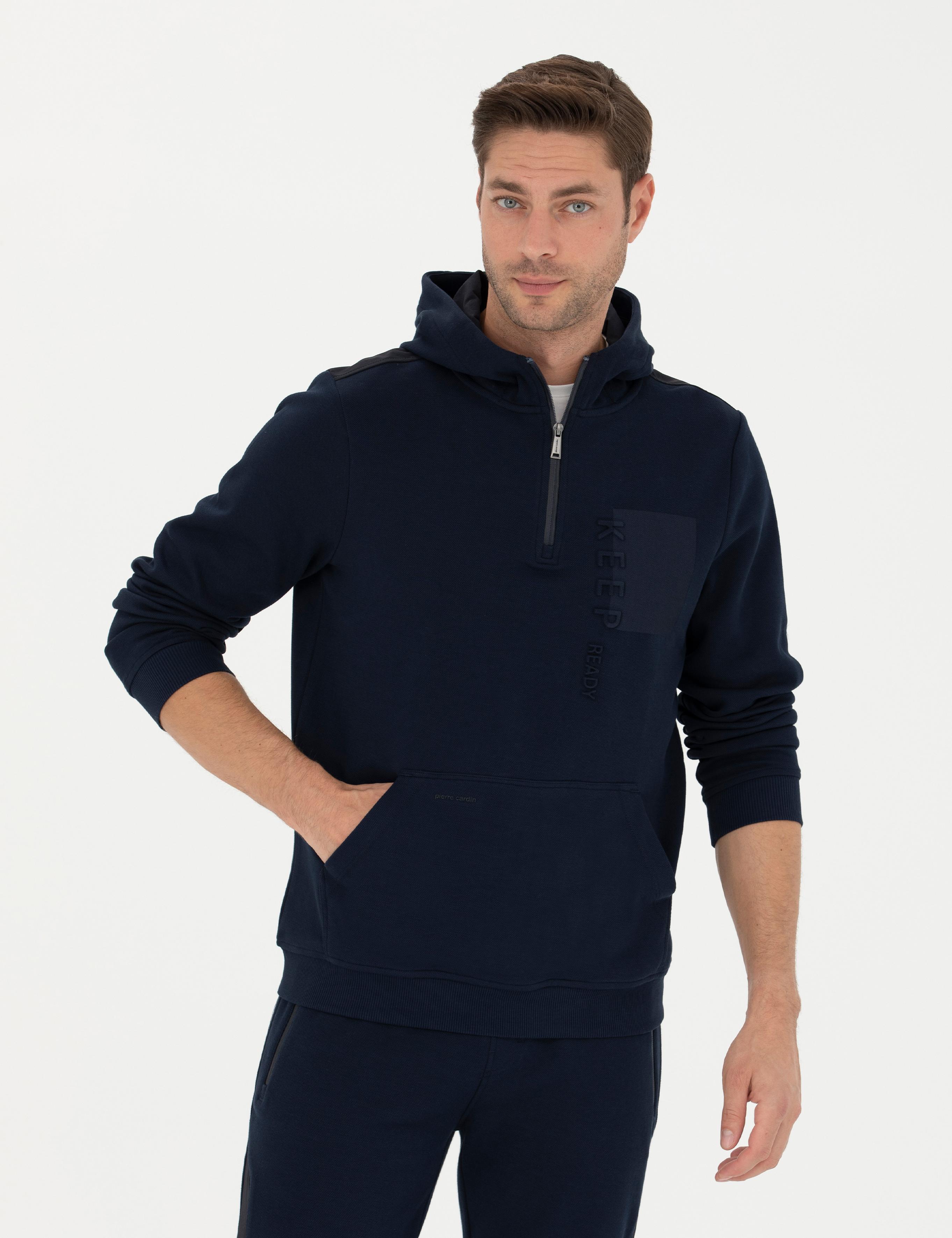 Lacivert Regular Fit Kapüşonlu Sweatshirt