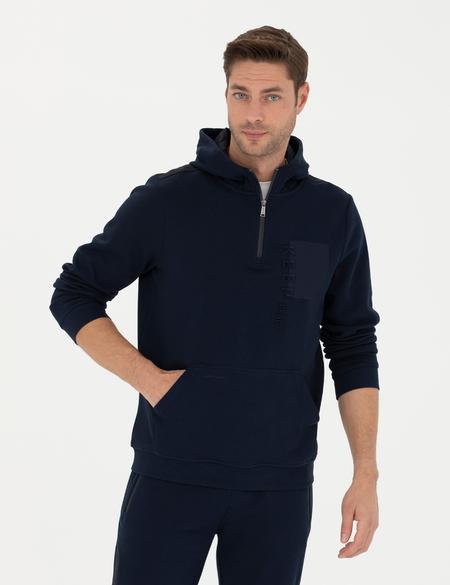 Lacivert Regular Fit Kapüşonlu Sweatshirt - 50273423025