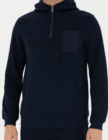 Lacivert Regular Fit Kapüşonlu Sweatshirt