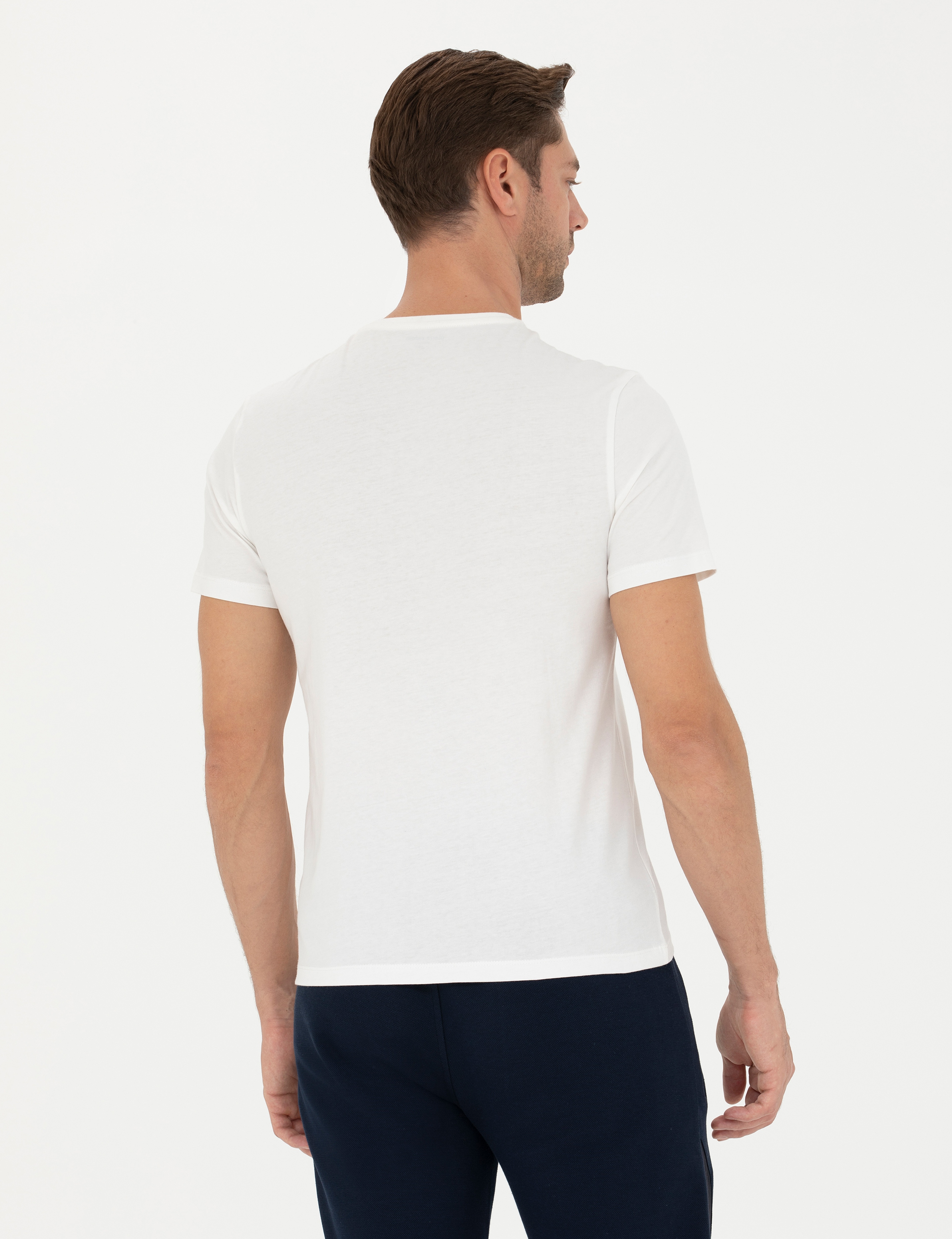 Ekru Slim Fit Tişört - Image 5