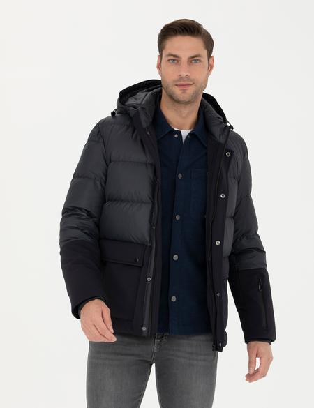 Lacivert Kapüşonlu Kapitone Spor Cepli Mont - 50276298030