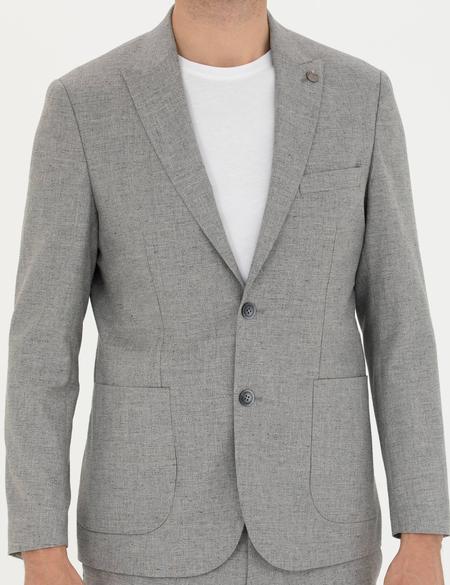 Gri Slim Fit Yün Karışımlı Takım Elbise - 50273542053