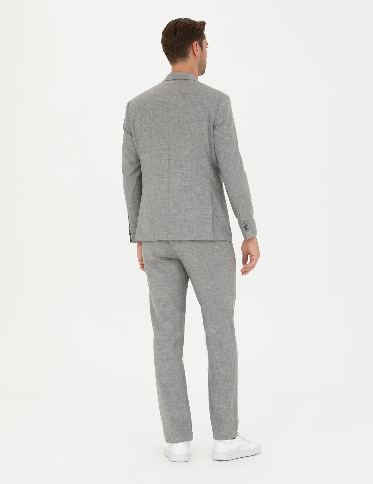 Gri Slim Fit Yün Karışımlı Takım Elbise - 50273542053