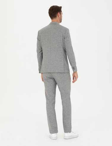 Gri Slim Fit Yün Karışımlı Takım Elbise