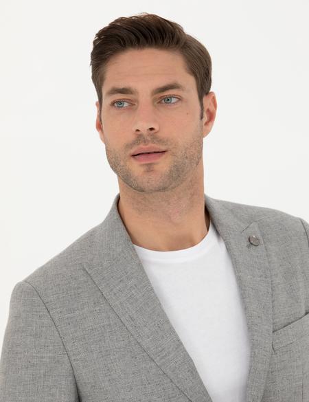 Gri Slim Fit Yün Karışımlı Takım Elbise - 50273542053