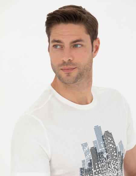 Ekru Slim Fit Tişört - 50273896017