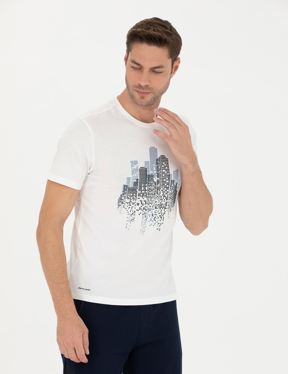 Ekru Slim Fit Tişört - 50273896017