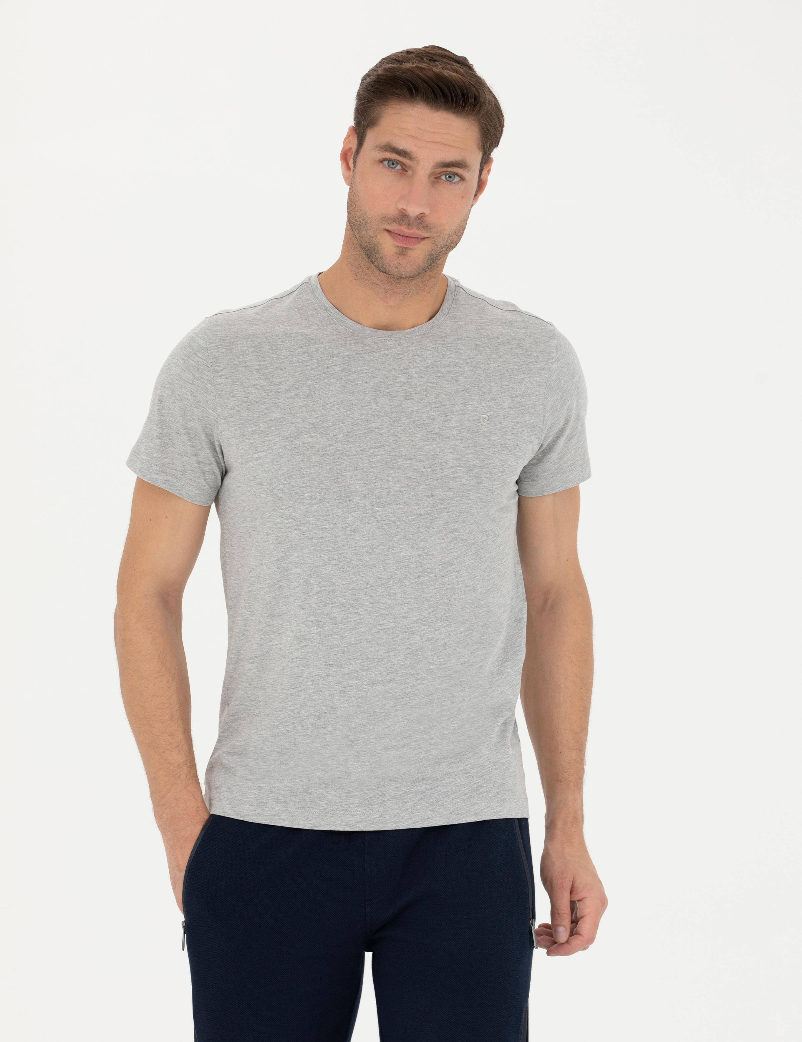 Açık Gri Melanj Slim Fit Basic Tişört