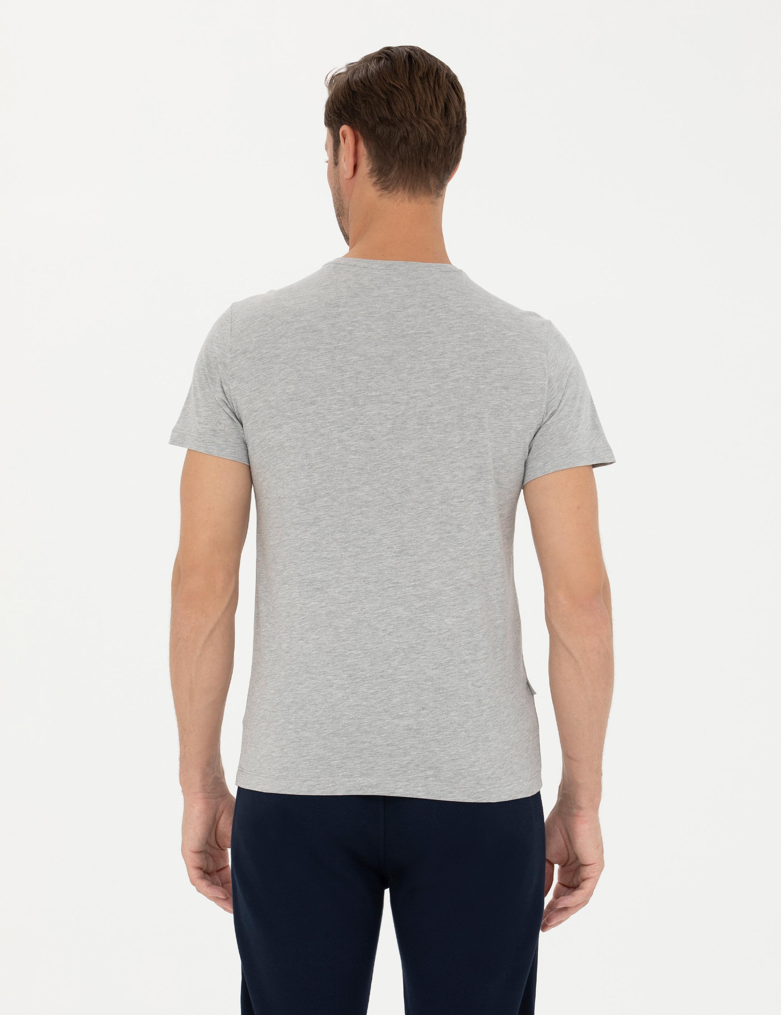 Açık Gri Melanj Slim Fit Basic Tişört