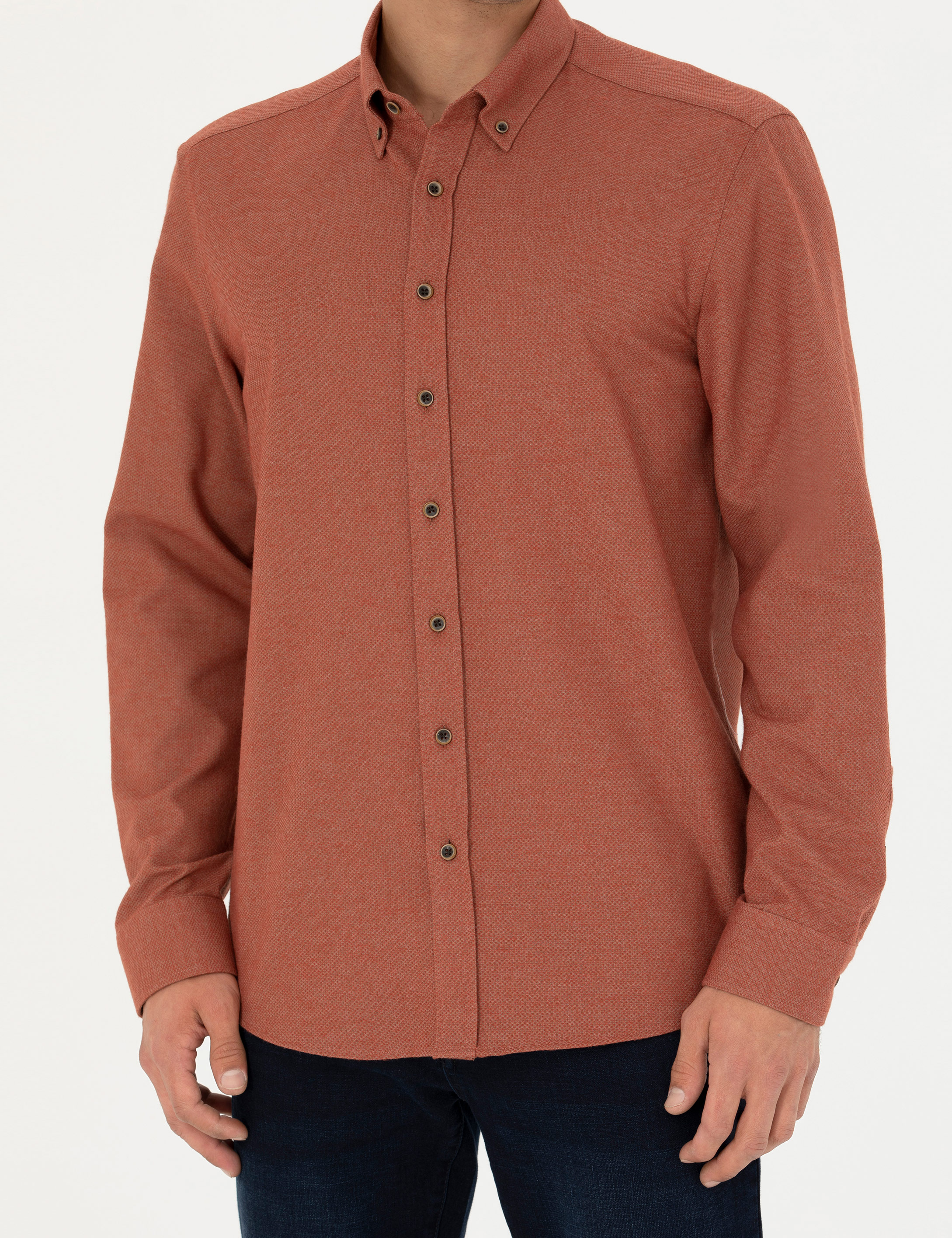 Pierre Cardin Kiremit Slim Fit Uzun Kollu Gömlek görsel 7