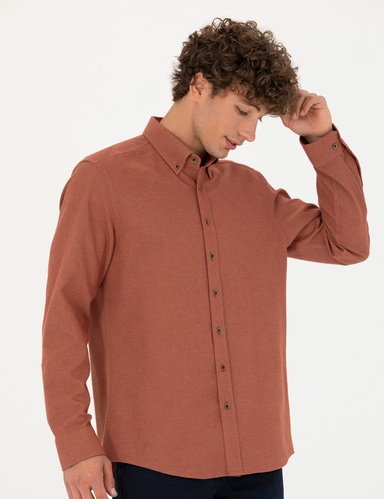 Kiremit Slim Fit Uzun Kollu Gömlek