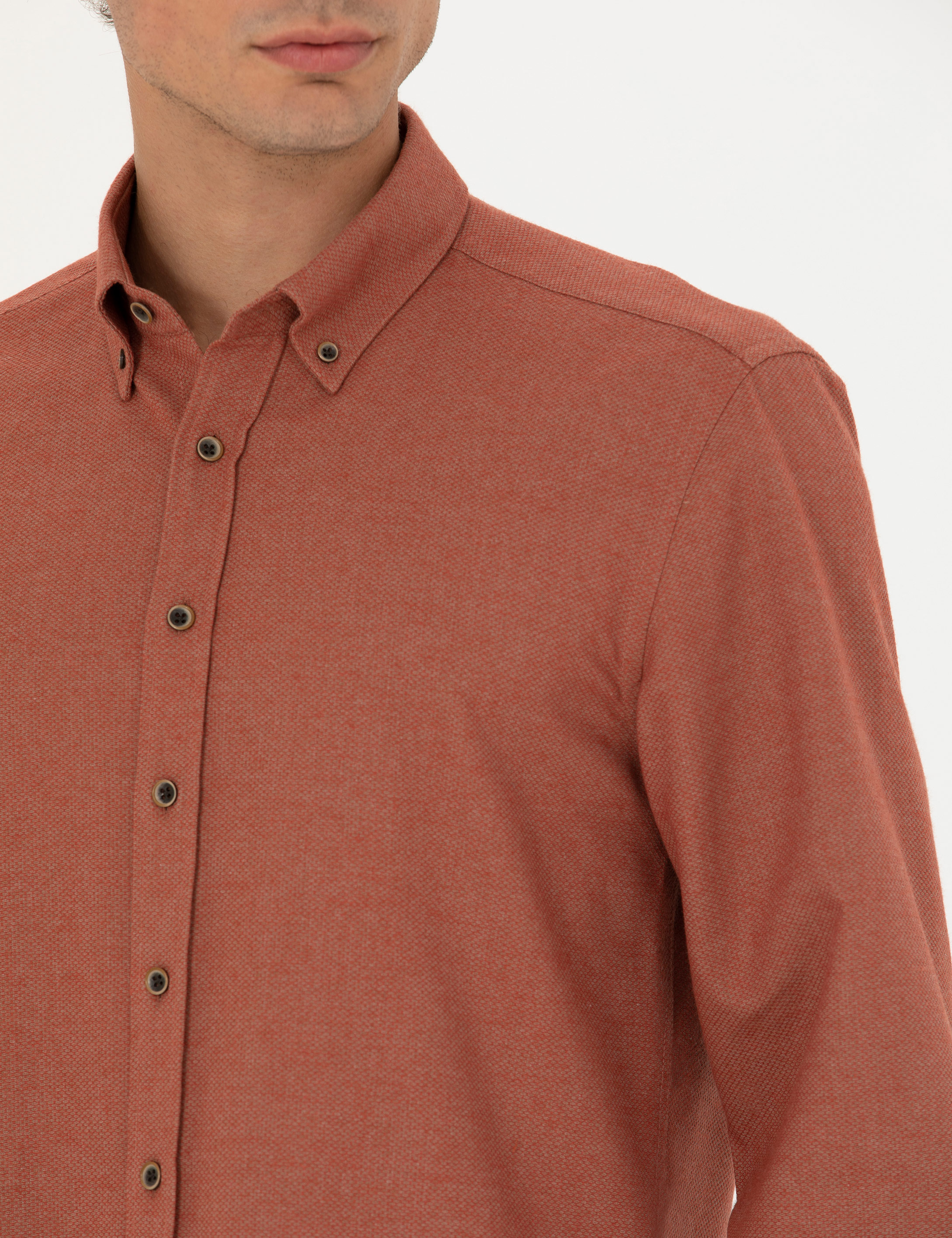 Pierre Cardin Kiremit Slim Fit Uzun Kollu Gömlek görsel 6