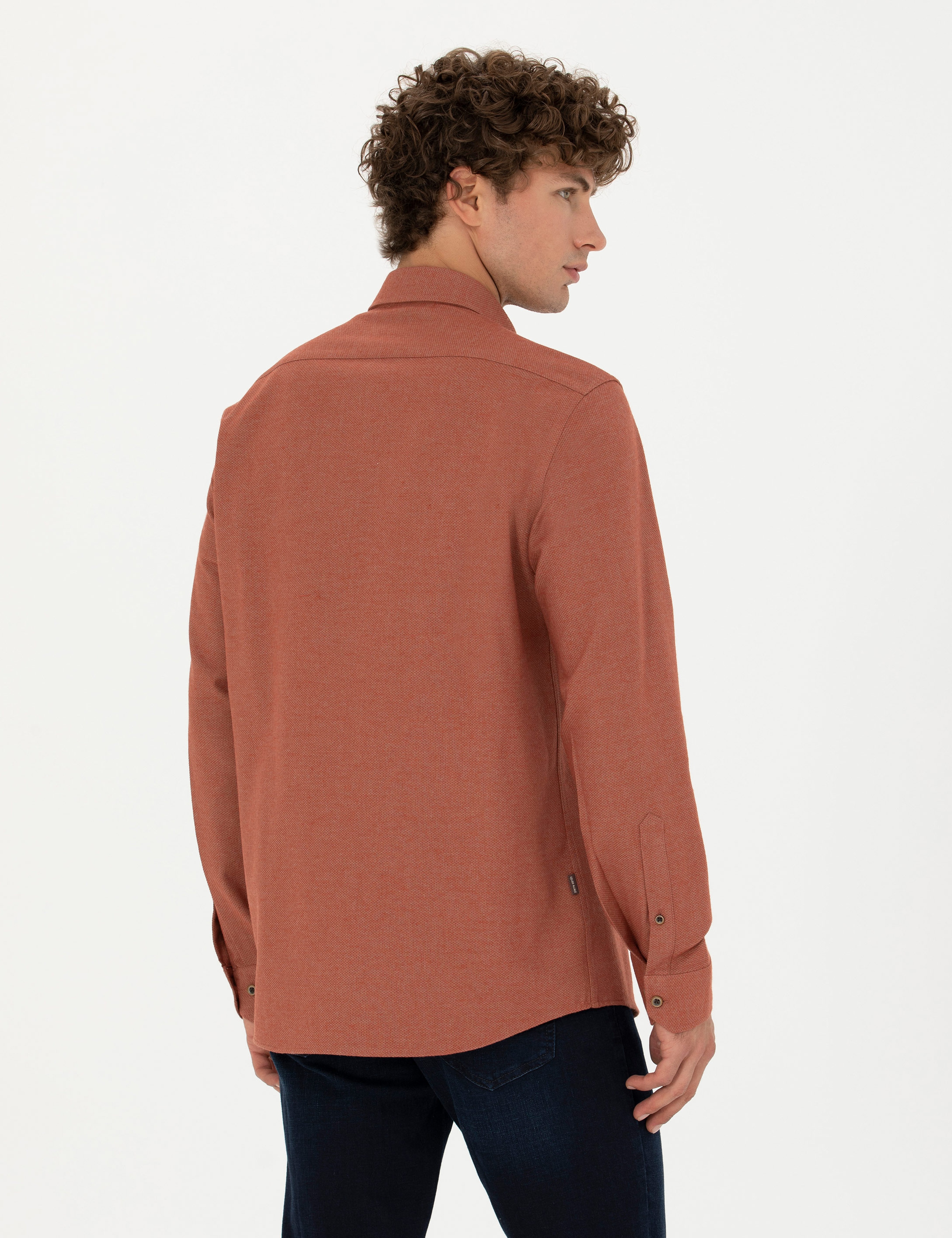 Kiremit Slim Fit Uzun Kollu Gömlek