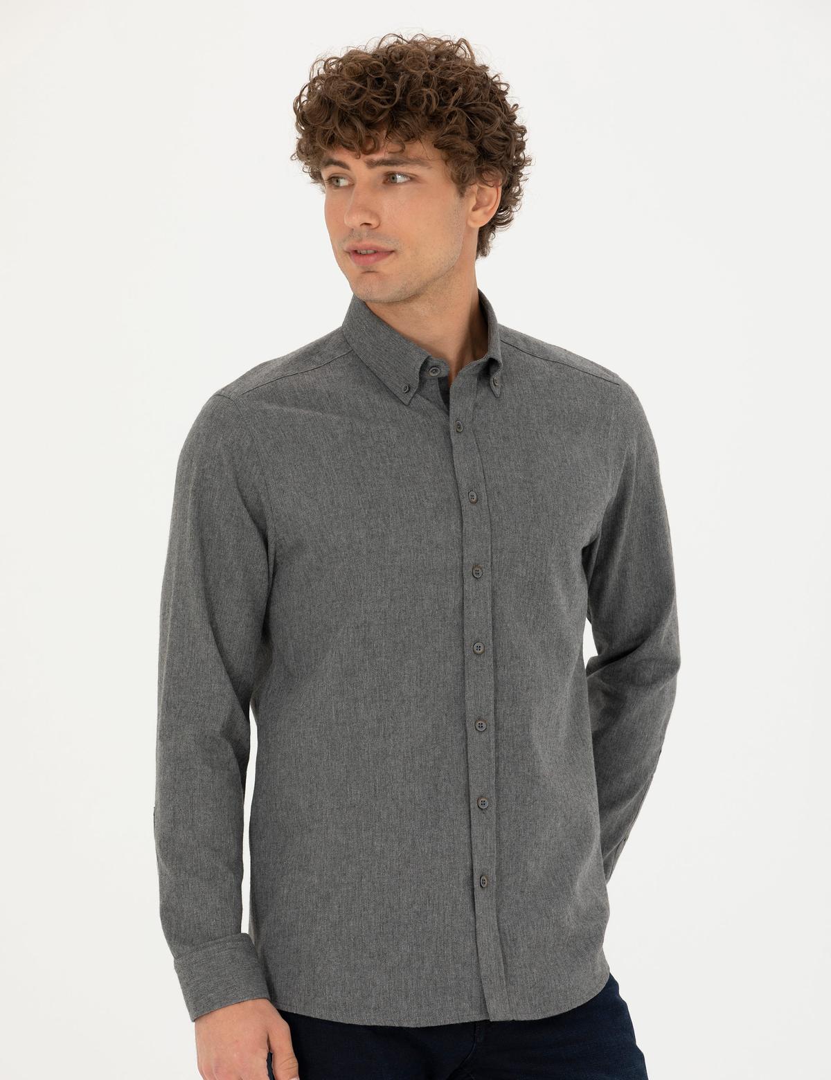 Gri Regular Fit Uzun Kollu Gömlek - 50275625083