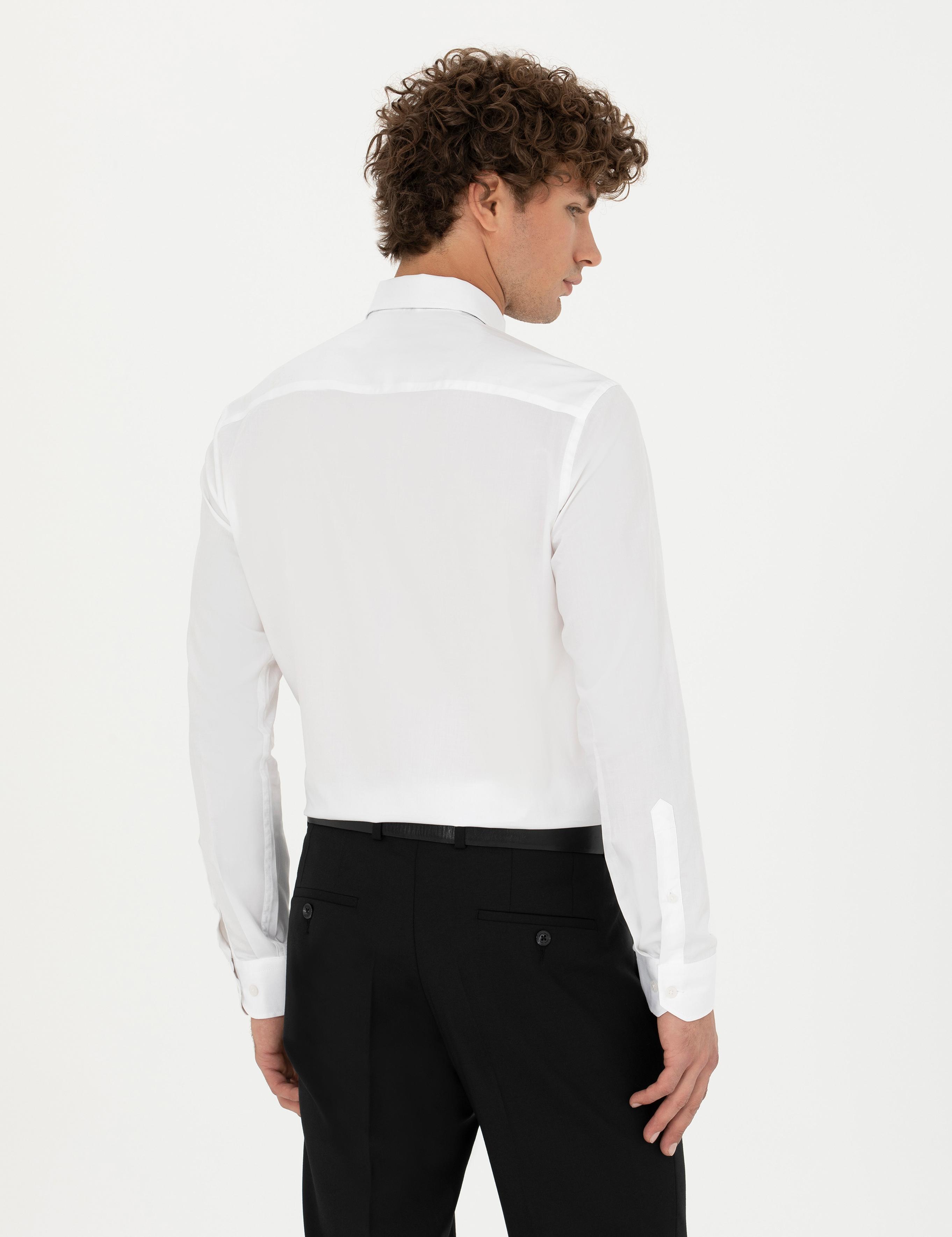 Beyaz Slim Fit Uzun Kollu Gömlek