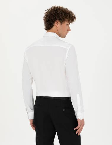 Beyaz Slim Fit Uzun Kollu Gömlek