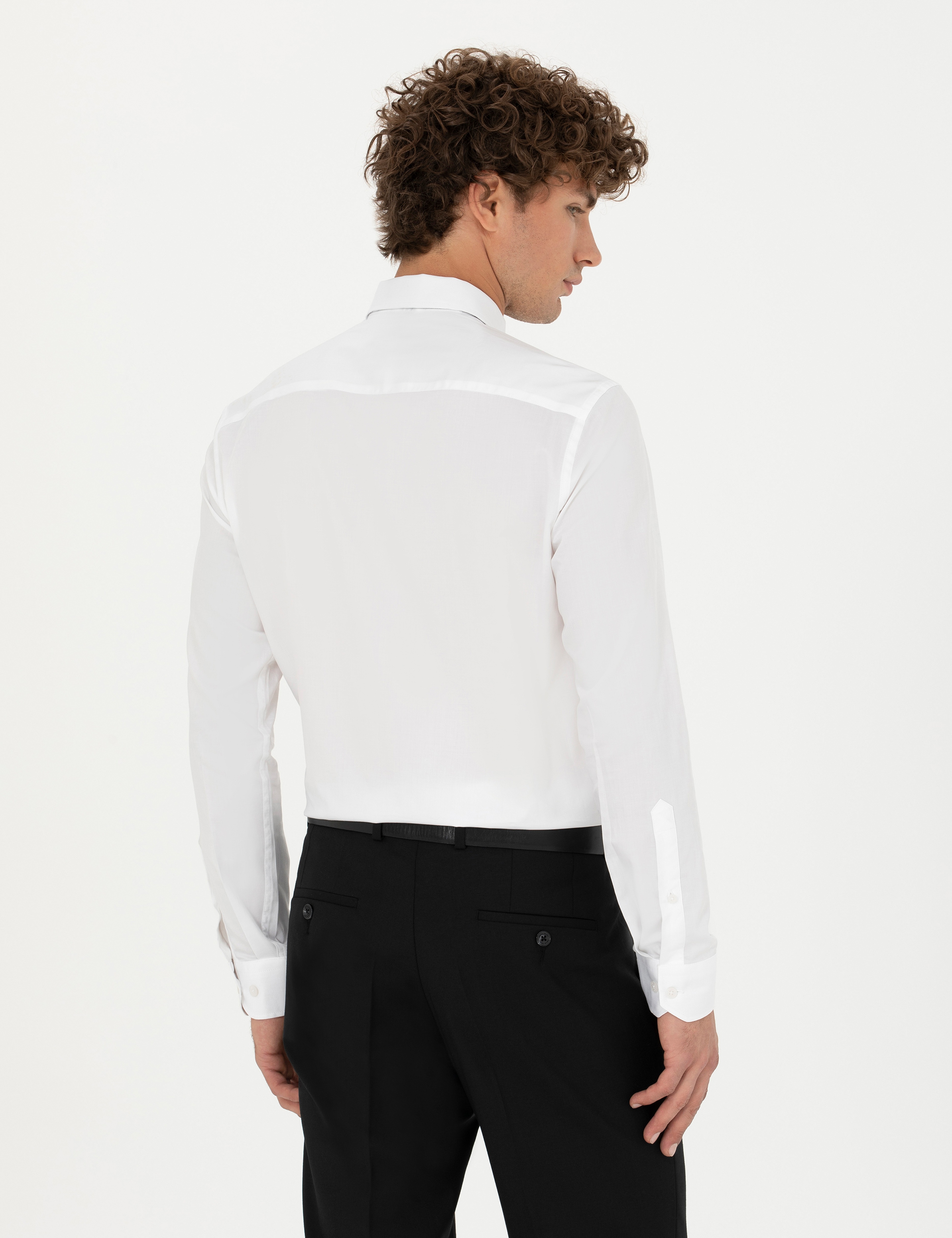 Beyaz Slim Fit Uzun Kollu Gömlek