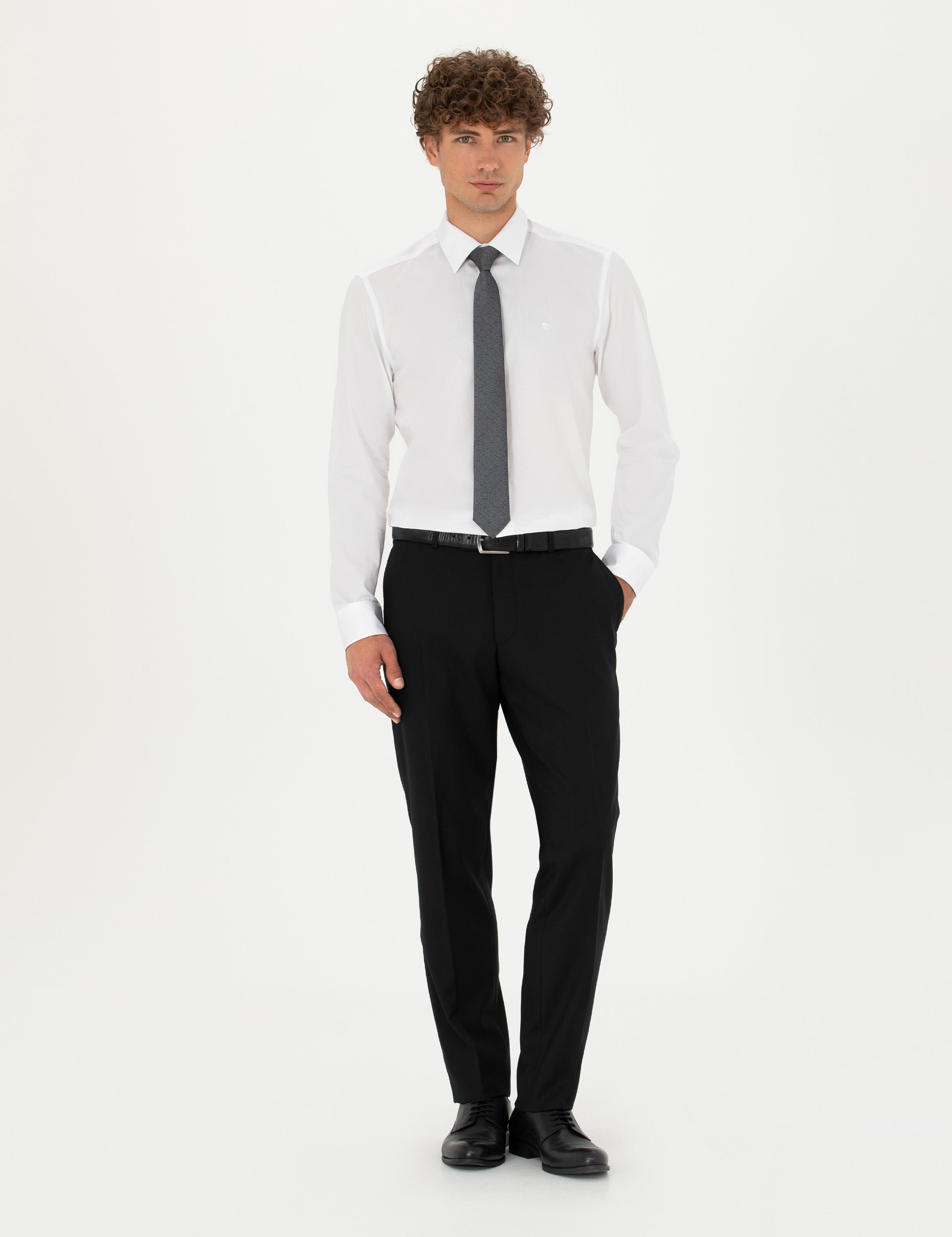 Beyaz Slim Fit Uzun Kollu Gömlek