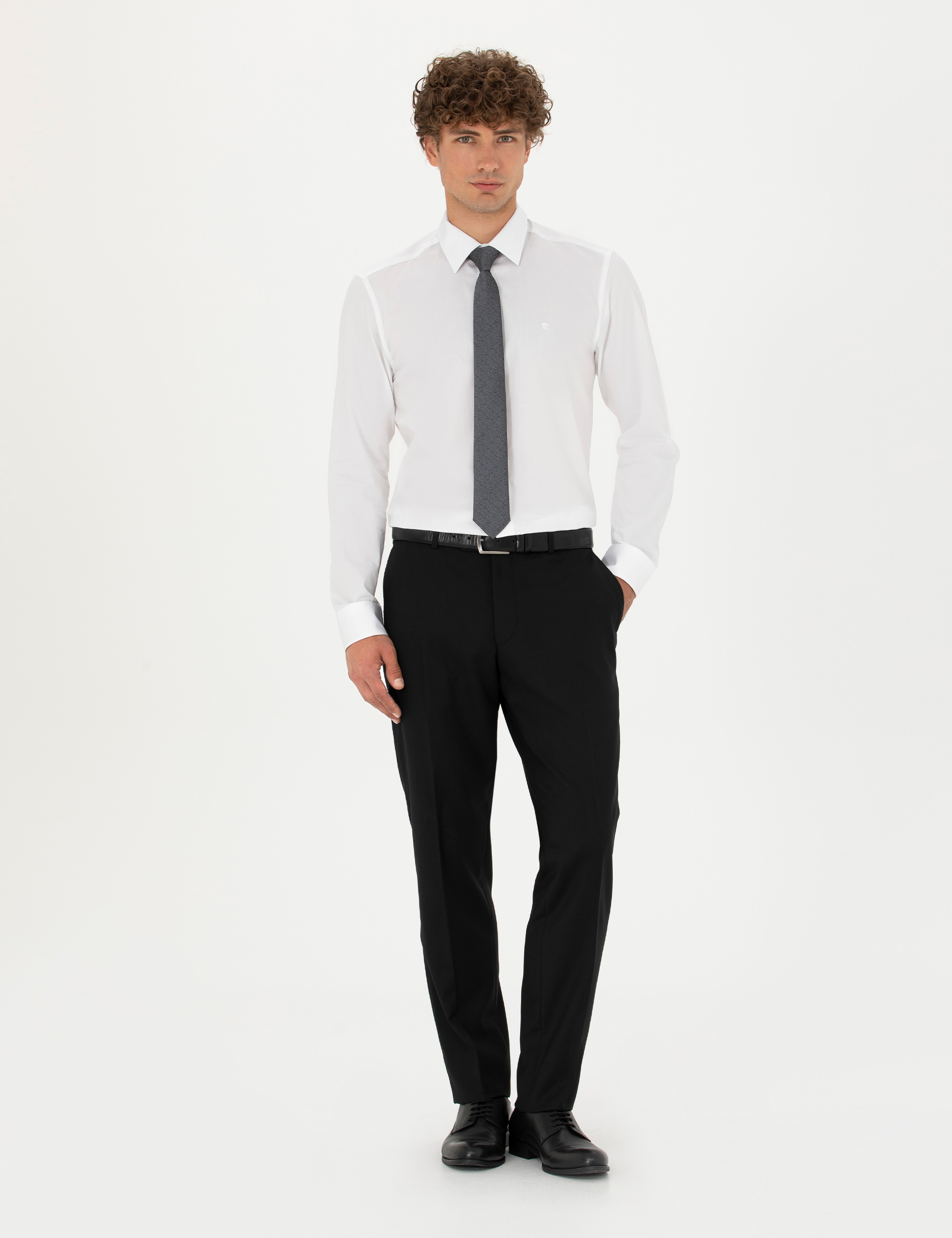 Beyaz Slim Fit Uzun Kollu Gömlek - Image 4