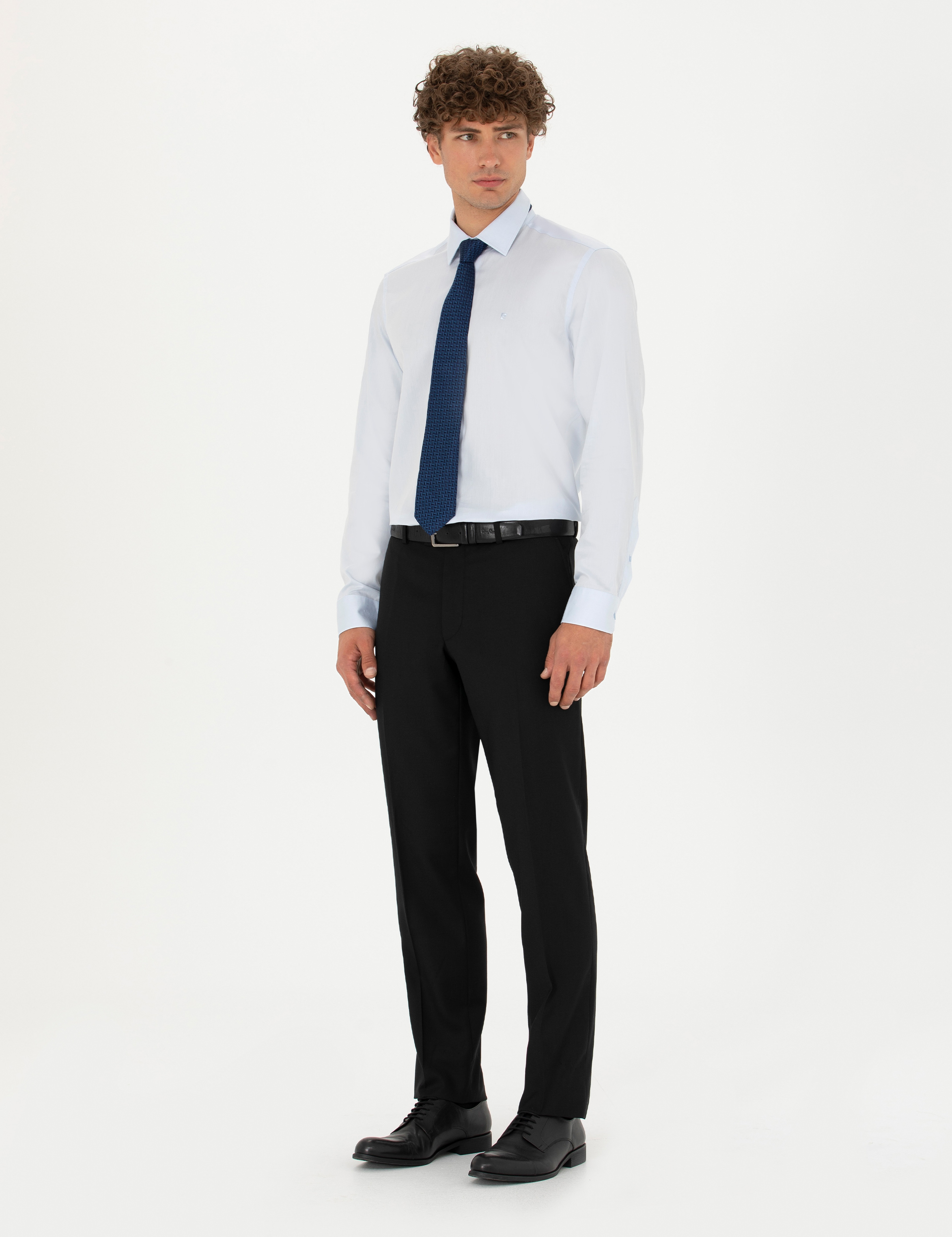 Açık Mavi Slim Fit Uzun Kollu Gömlek - Image 4