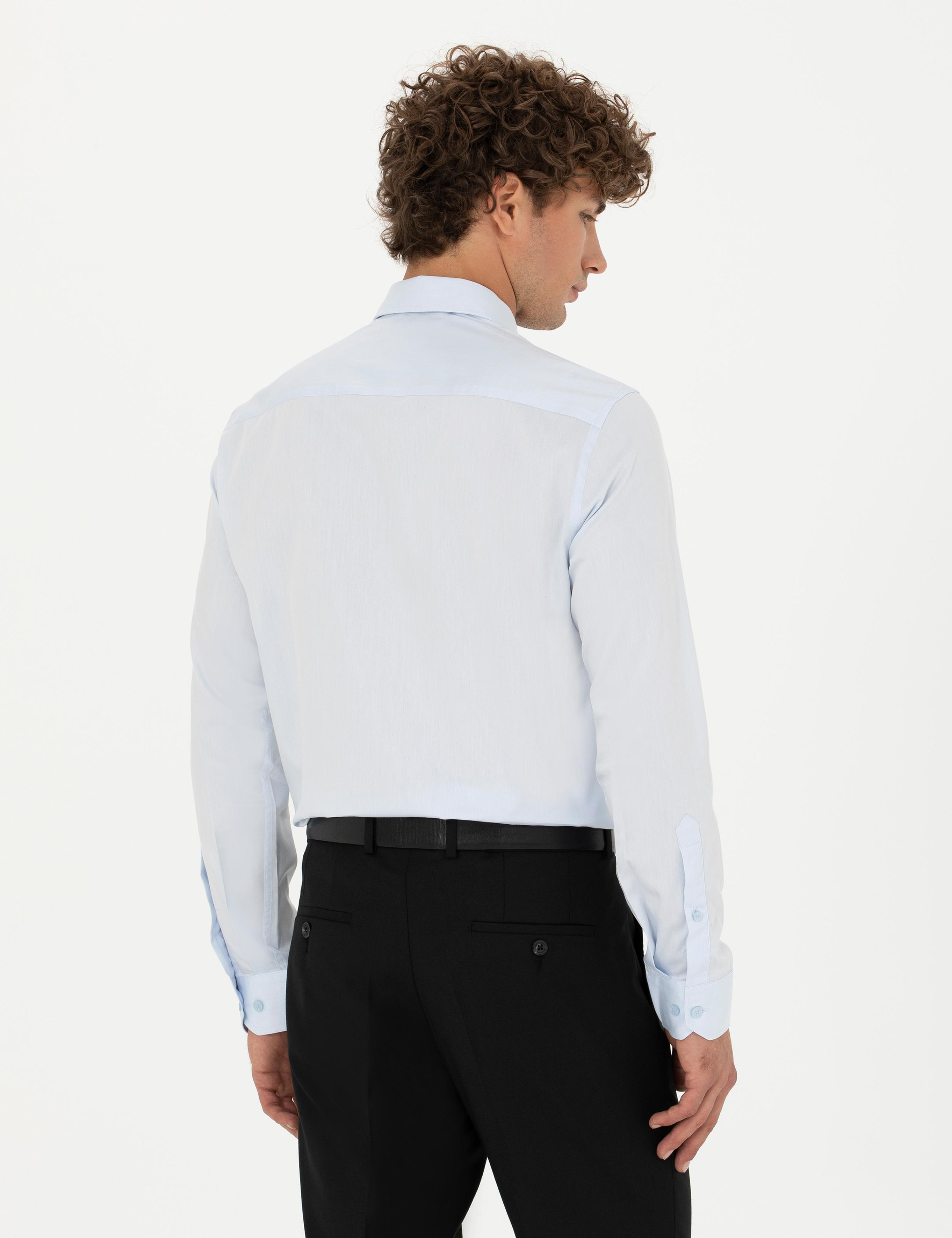 Açık Mavi Slim Fit Uzun Kollu Gömlek