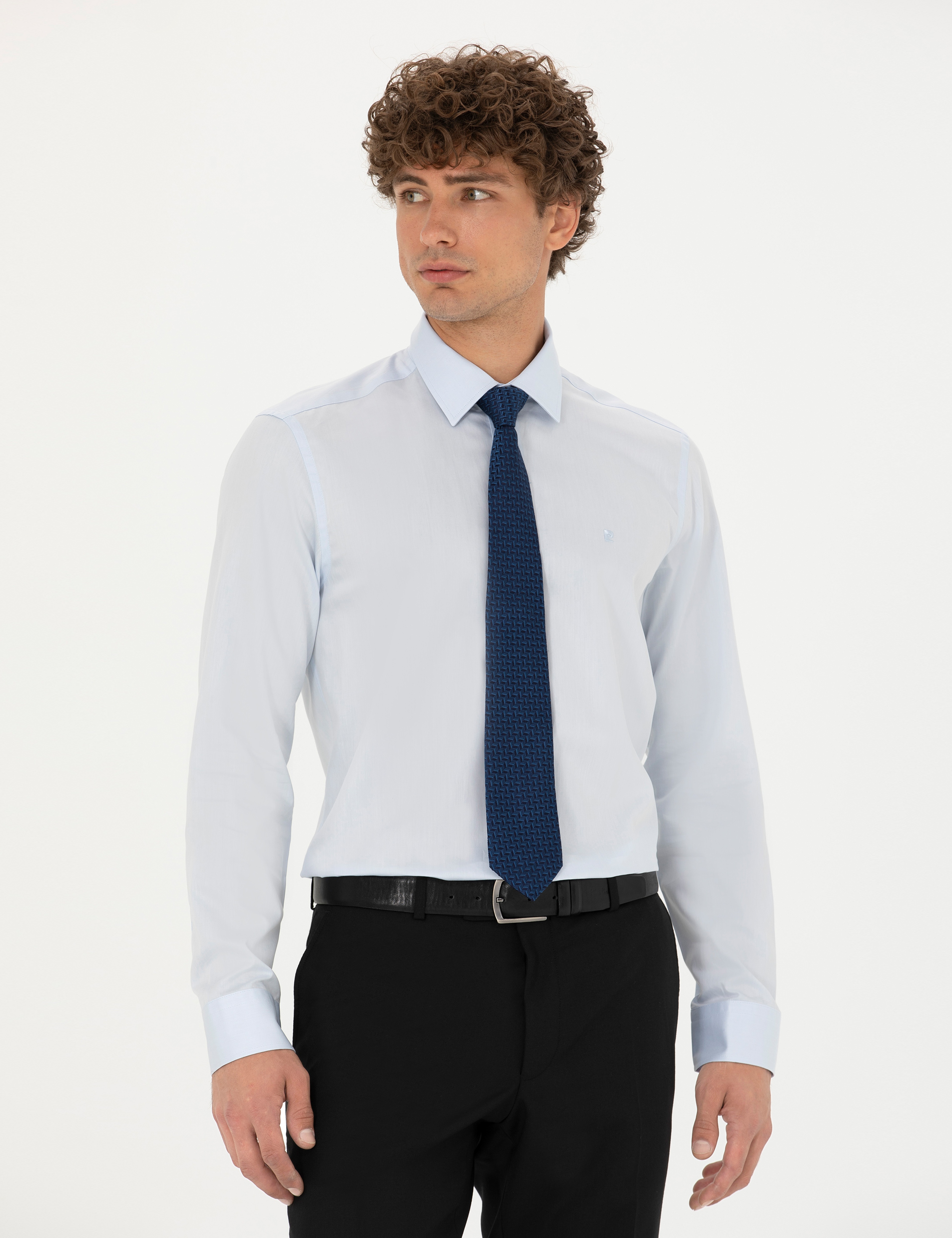Açık Mavi Slim Fit Uzun Kollu Gömlek - Image 1