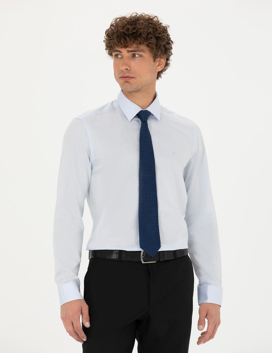 Açık Mavi Slim Fit Uzun Kollu Gömlek