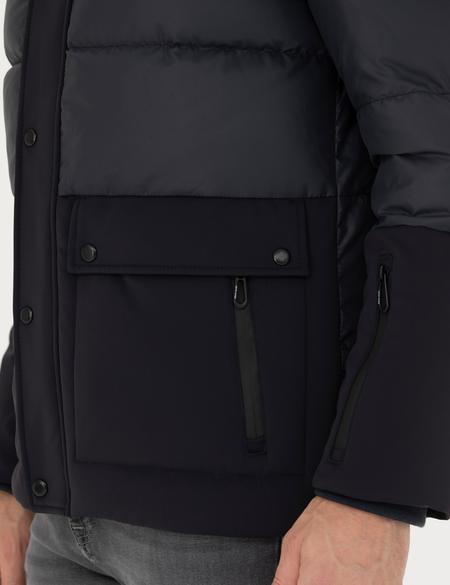 Lacivert Kapüşonlu Kapitone Spor Cepli Mont - 50276298030