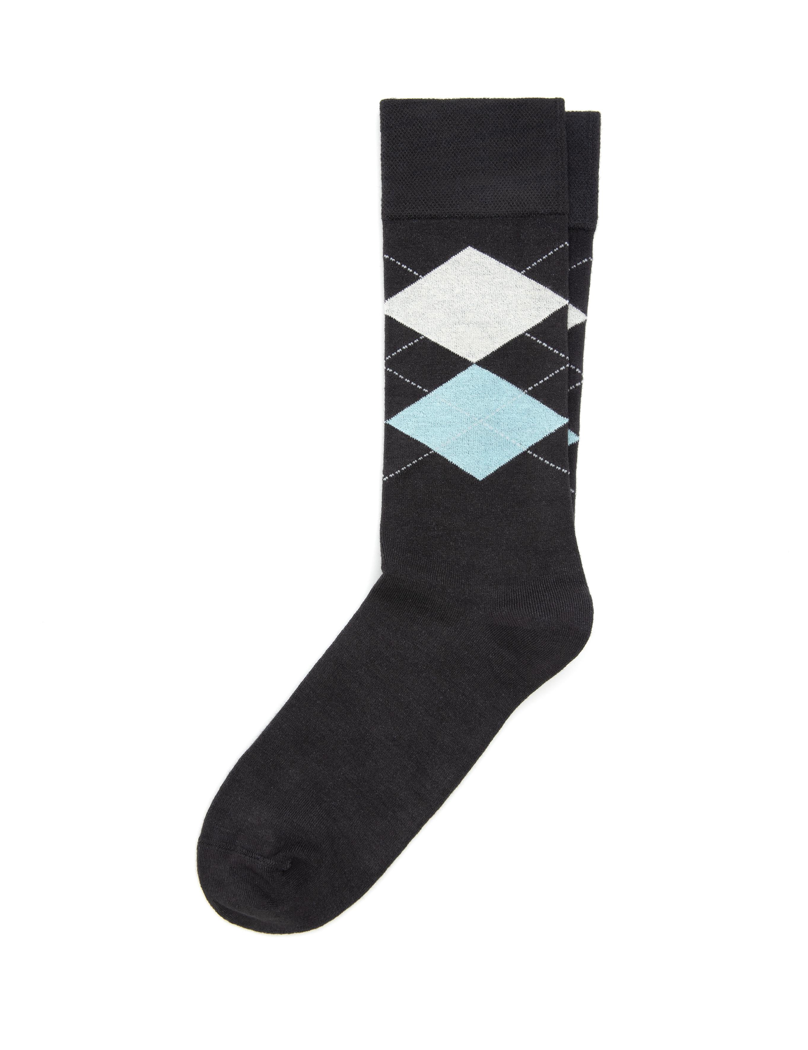 Erkek Bambu Karışımlı Mavi Soket Desenli Çorap