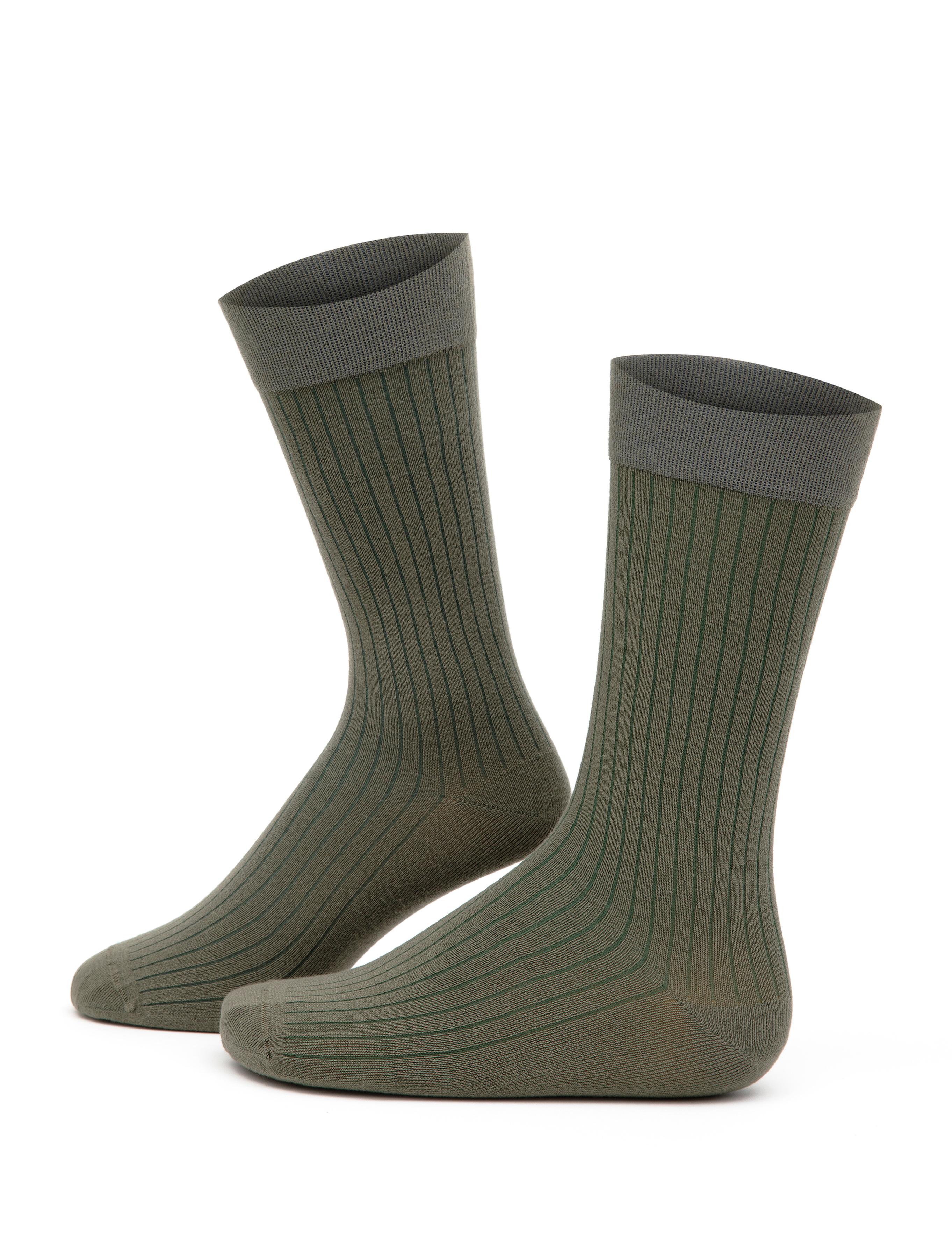 Erkek Bambu Karışımlı Haki Soket Desenli Çorap