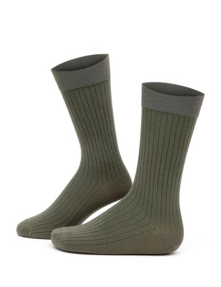 Erkek Bambu Karışımlı Haki Soket Desenli Çorap - 50280853005