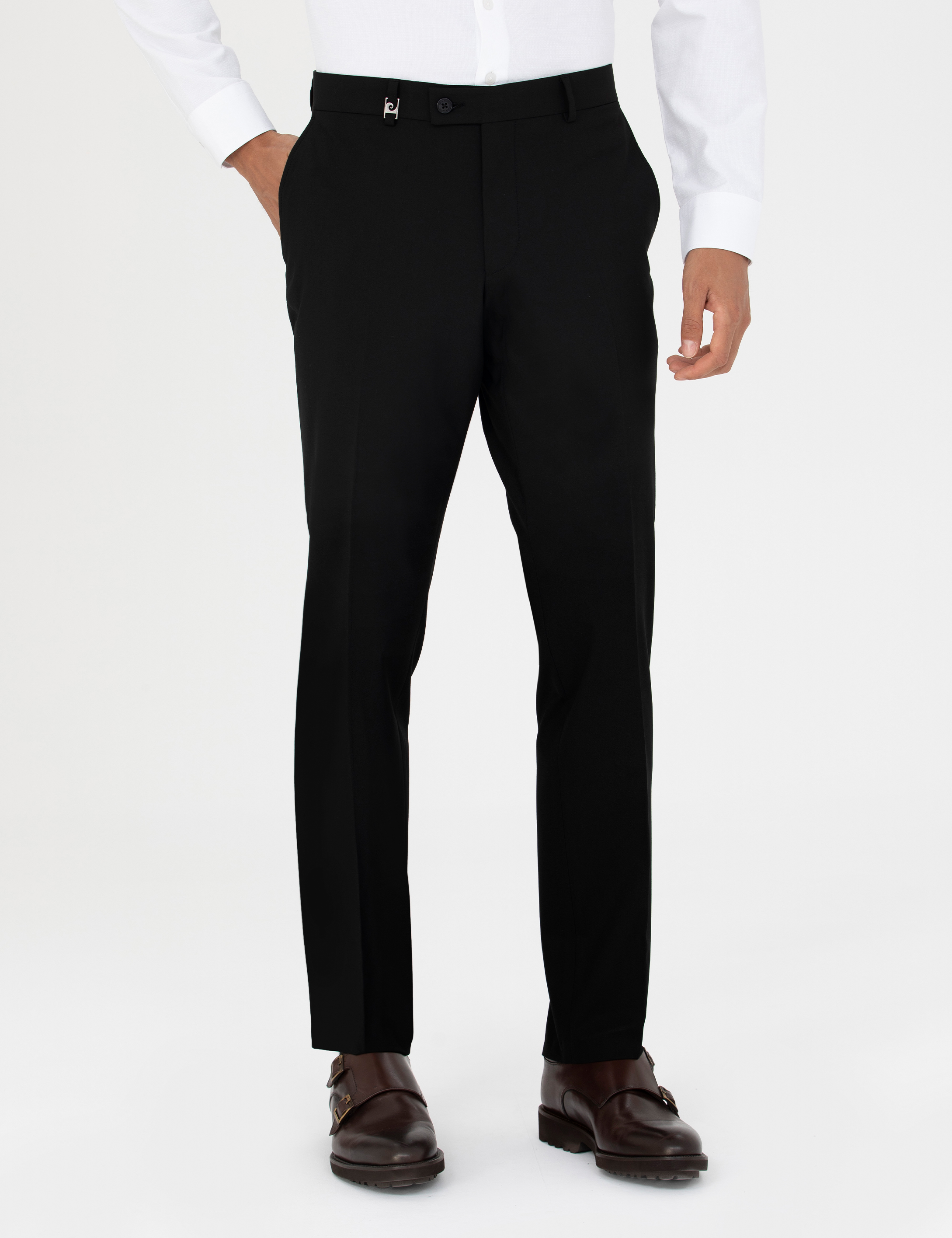 Siyah Slim Fit Kumaş Pantolon - Image 2
